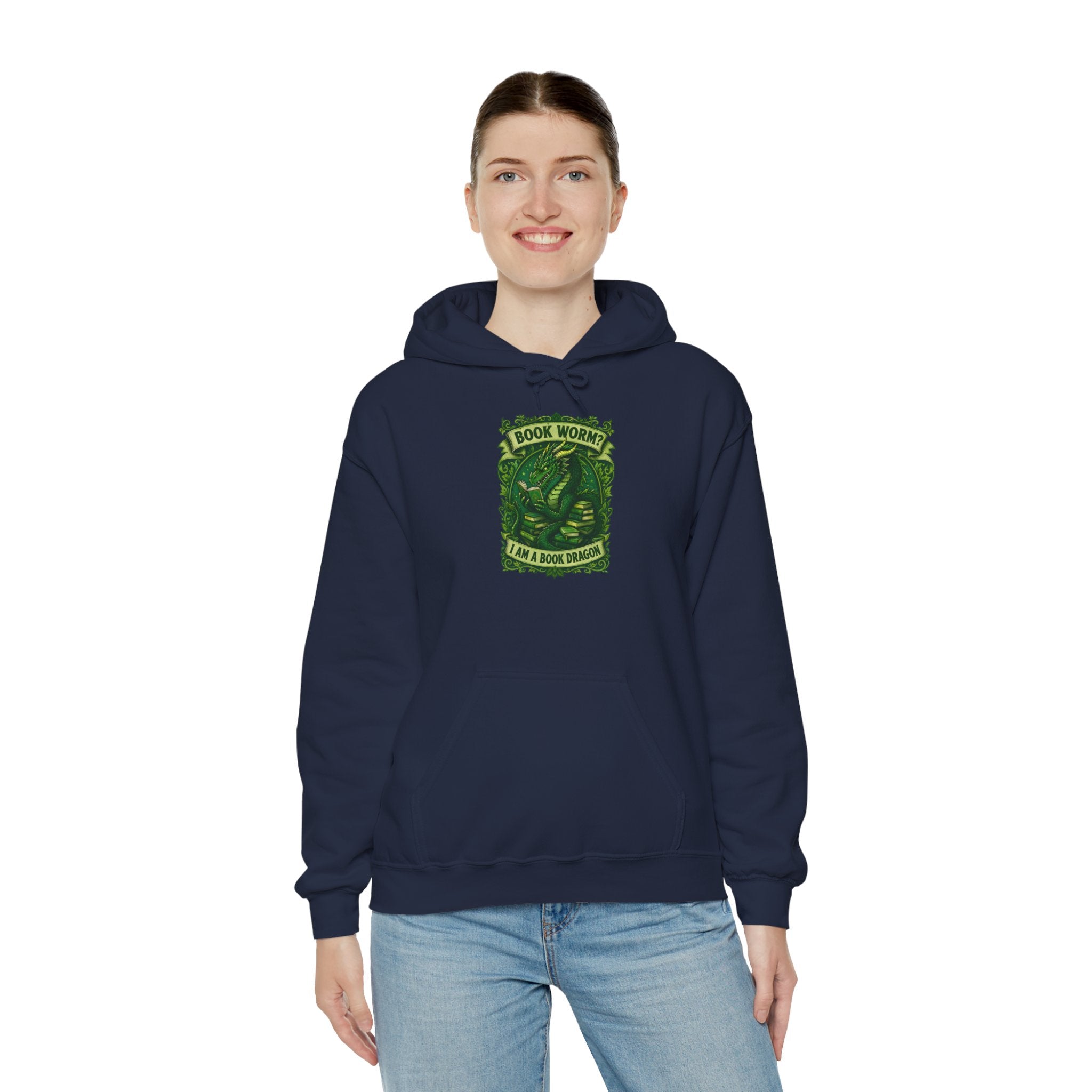Book Worm? I Am a Book Dragon, Fantasy Reader Hoodie