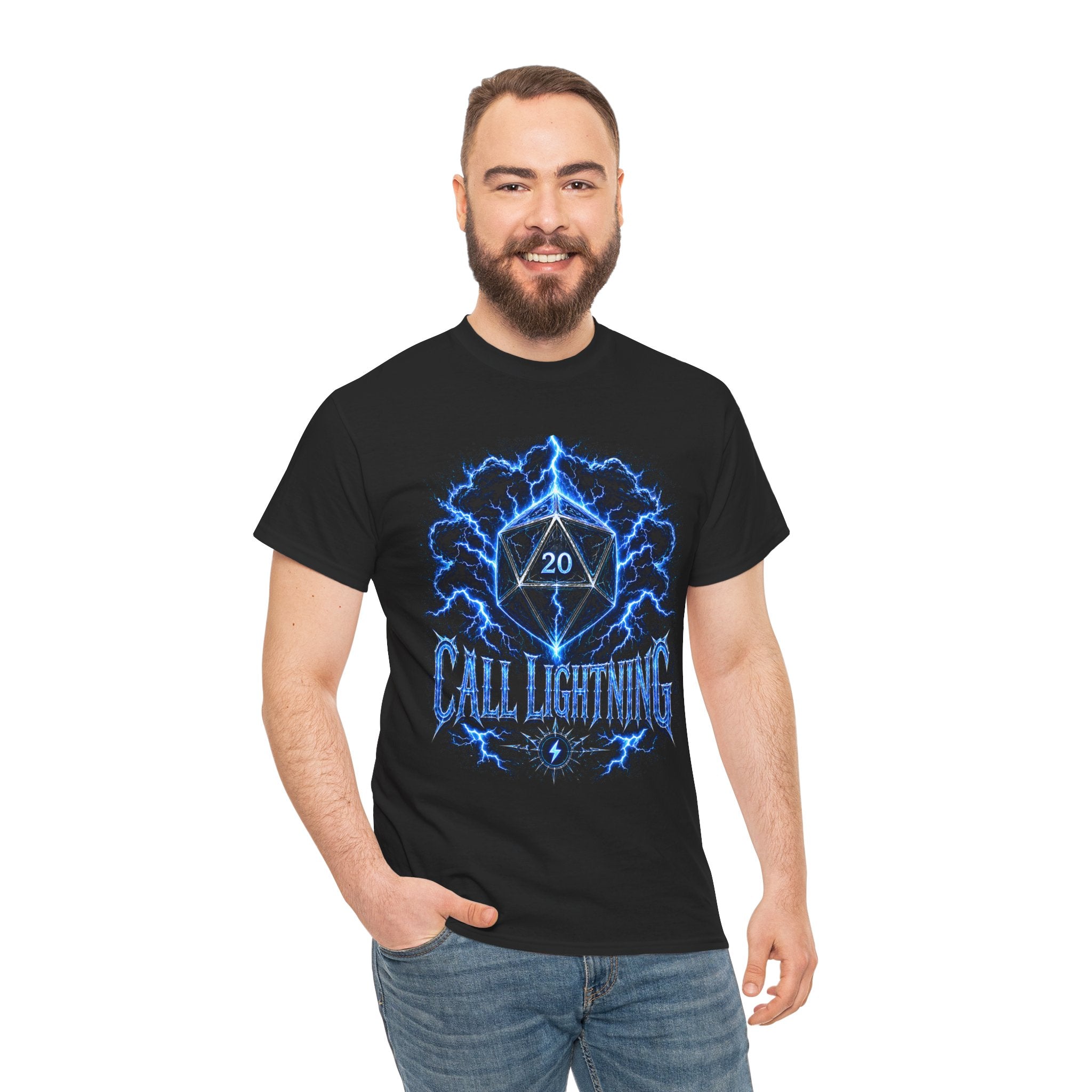 Call Lightning – Hear the Storm's Call | Druid D20 Fantasy T-shirt