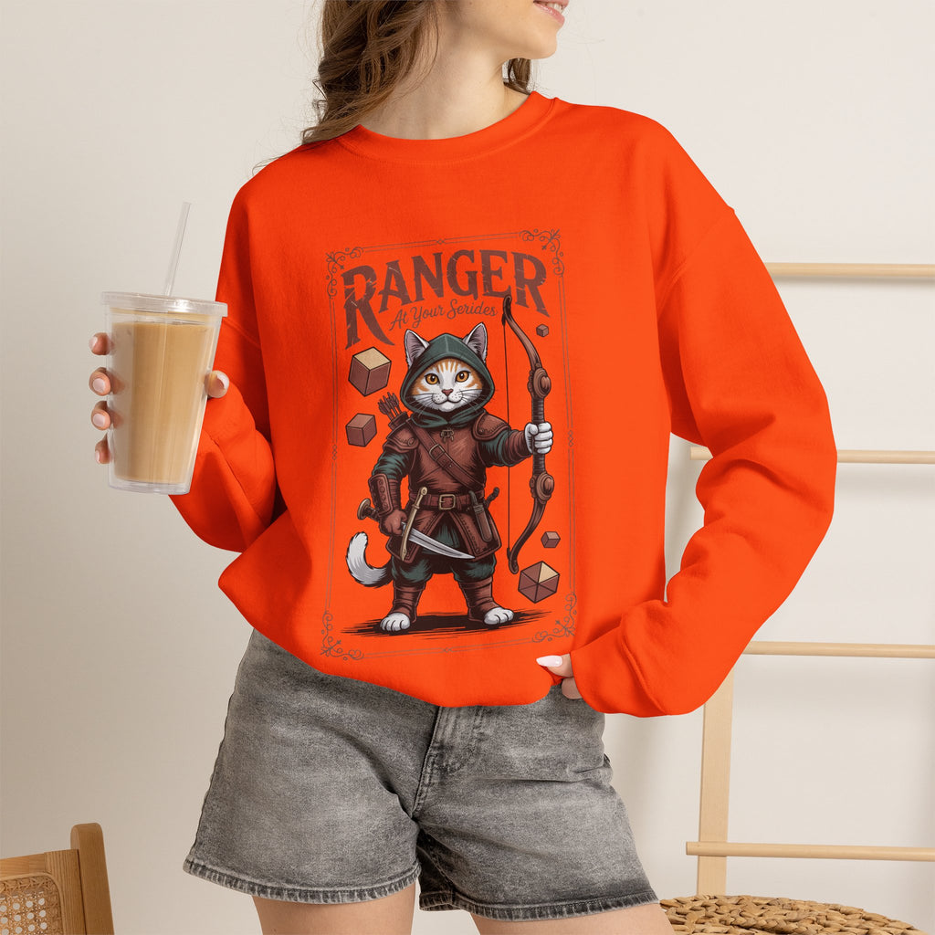 Ranger Cat at Your Serivece D&D Sweatshirt | Cat Lover RPG Gift