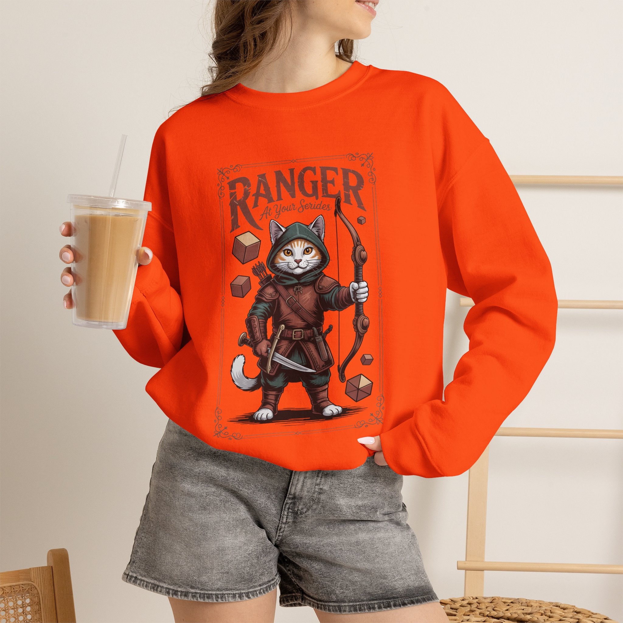 Ranger Cat at Your Serivece D&D Sweatshirt | Cat Lover RPG Gift