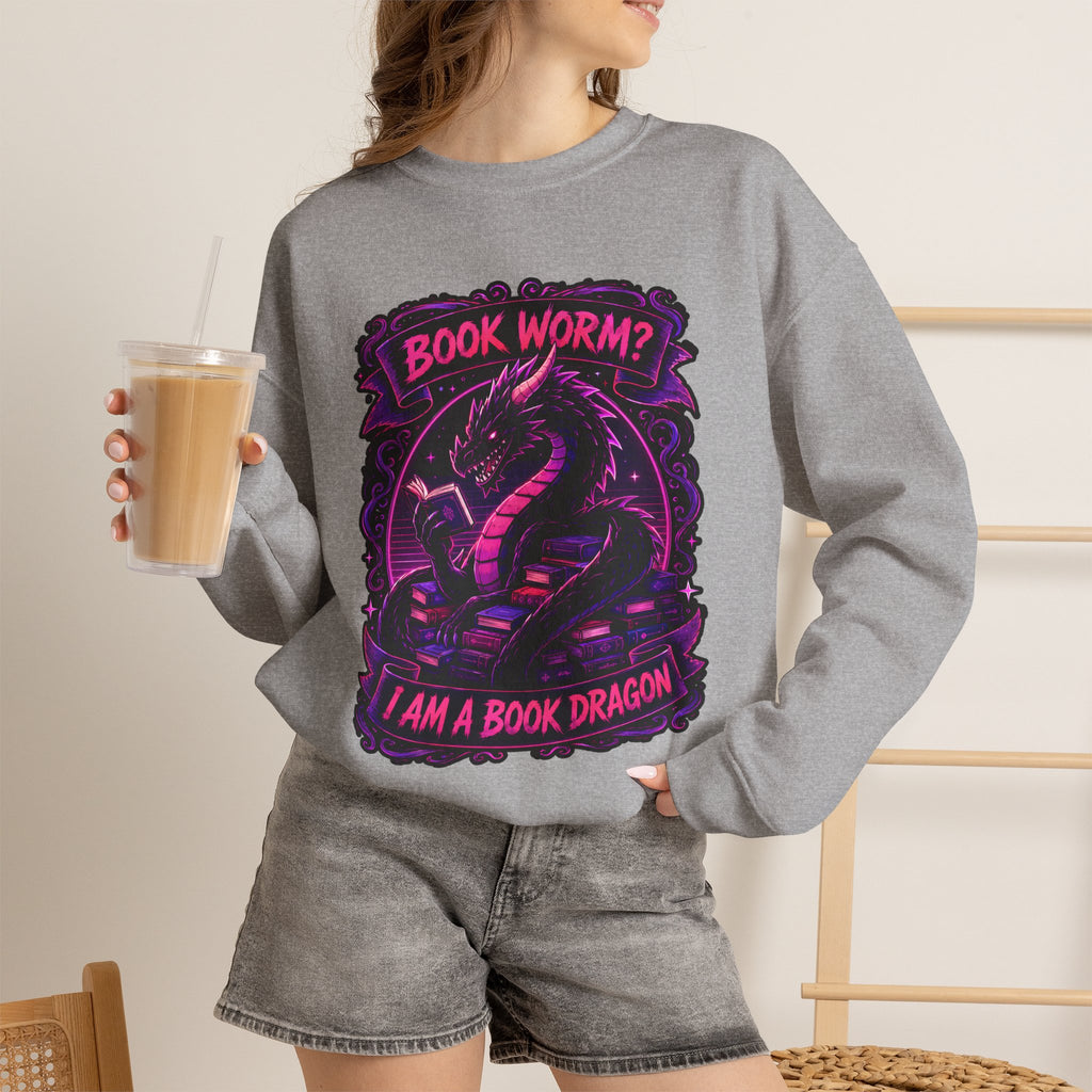Book Worm? I Am a Book Dragon, Fantasy Reader Sweatshirt