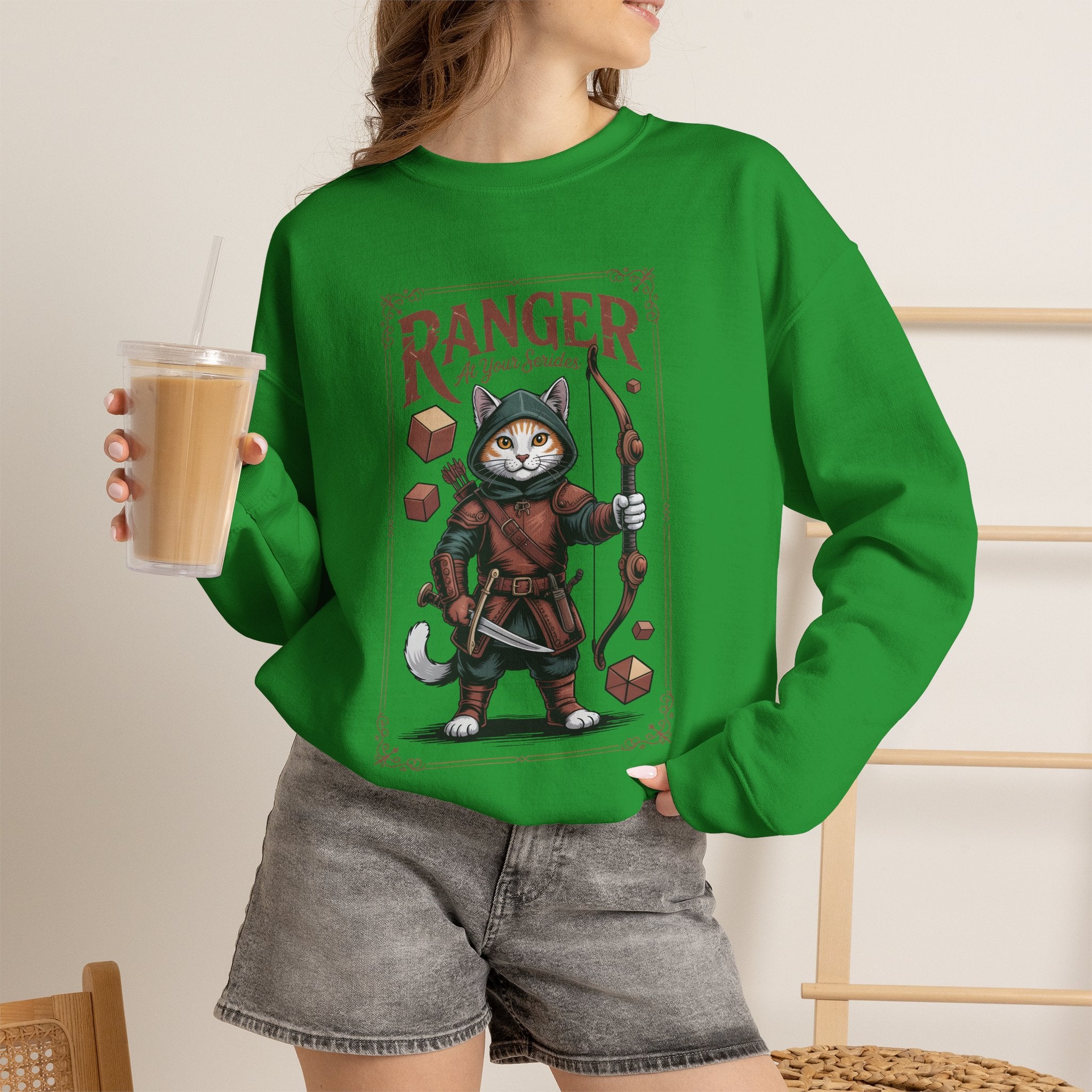 Ranger Cat at Your Serivece D&D Sweatshirt | Cat Lover RPG Gift