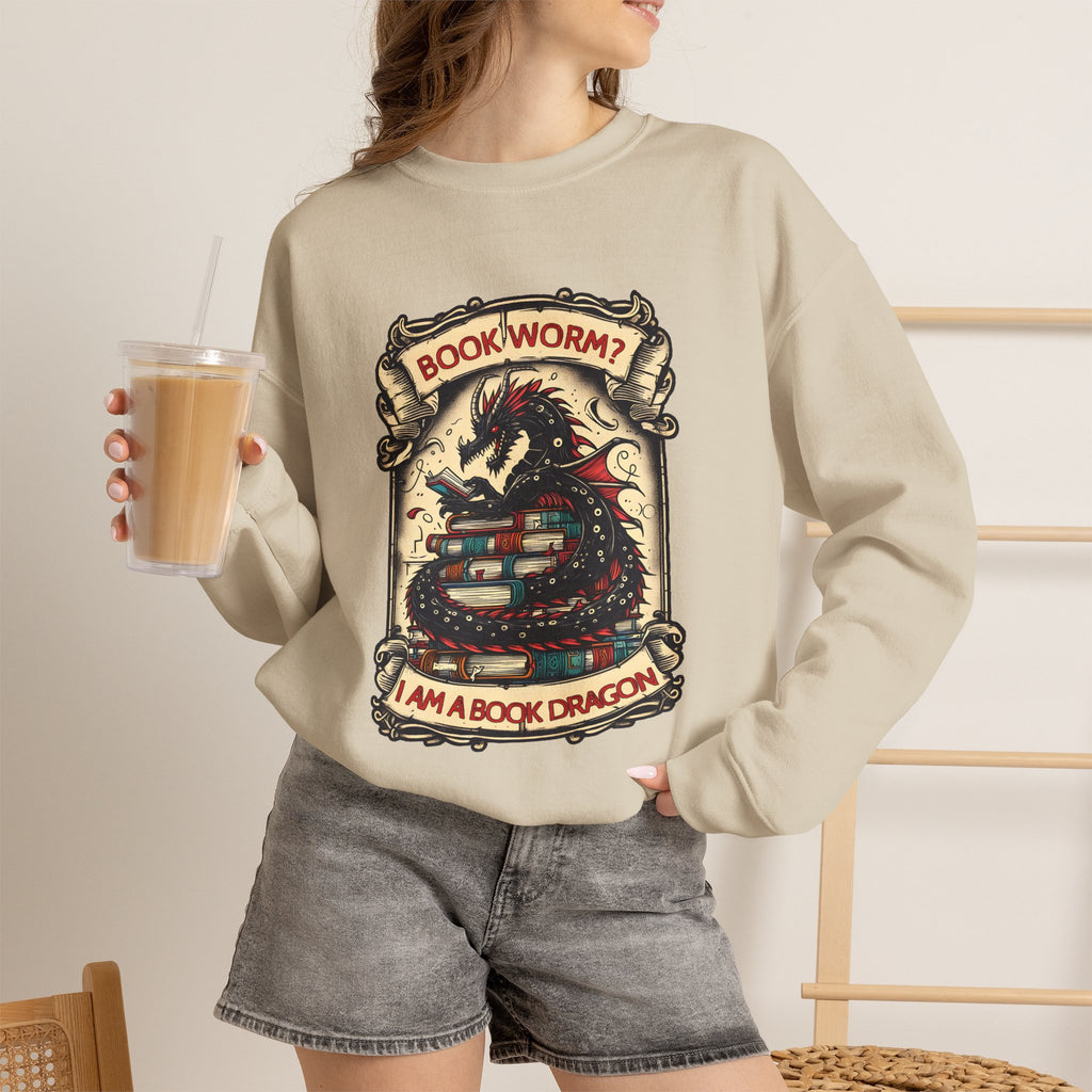 Book Worm? I Am a Book Dragon, Fantasy Reader Sweatshirt