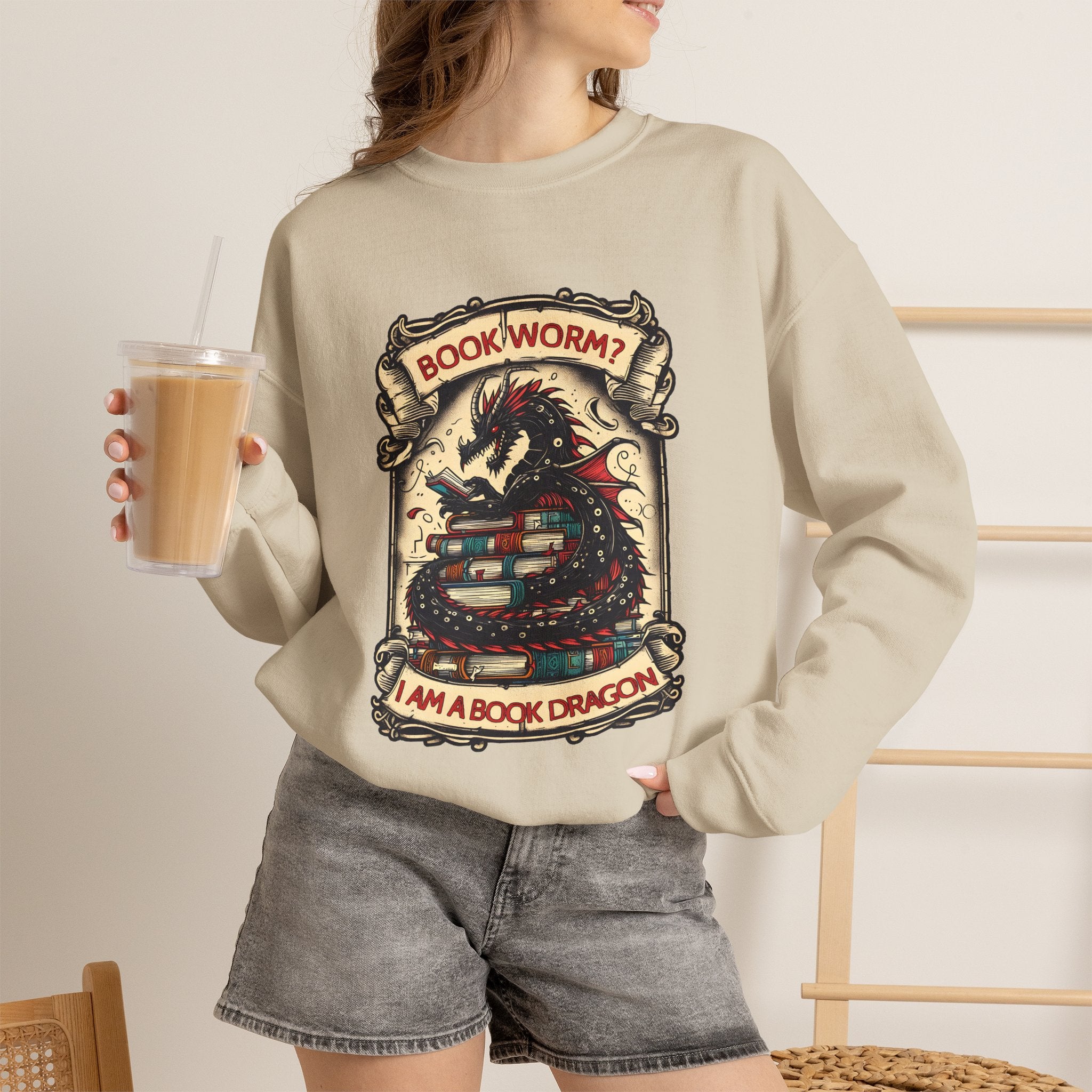 Book Worm? I Am a Book Dragon, Fantasy Reader Sweatshirt
