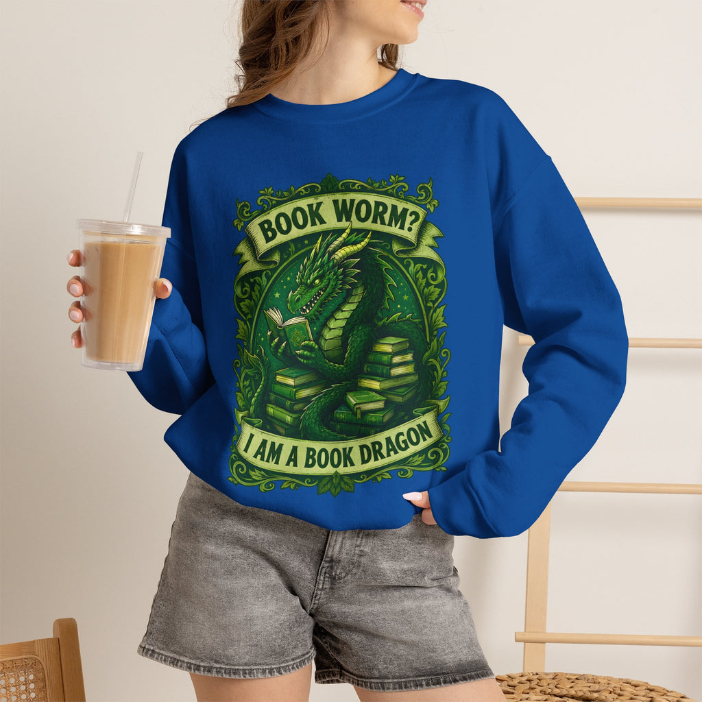 Book Worm? I Am a Book Dragon, Fantasy Reader Sweatshirt
