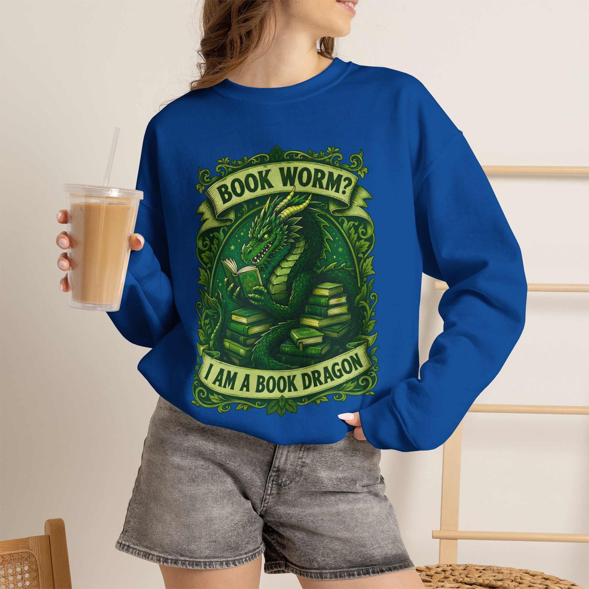 Book Worm? I Am a Book Dragon, Fantasy Reader Sweatshirt