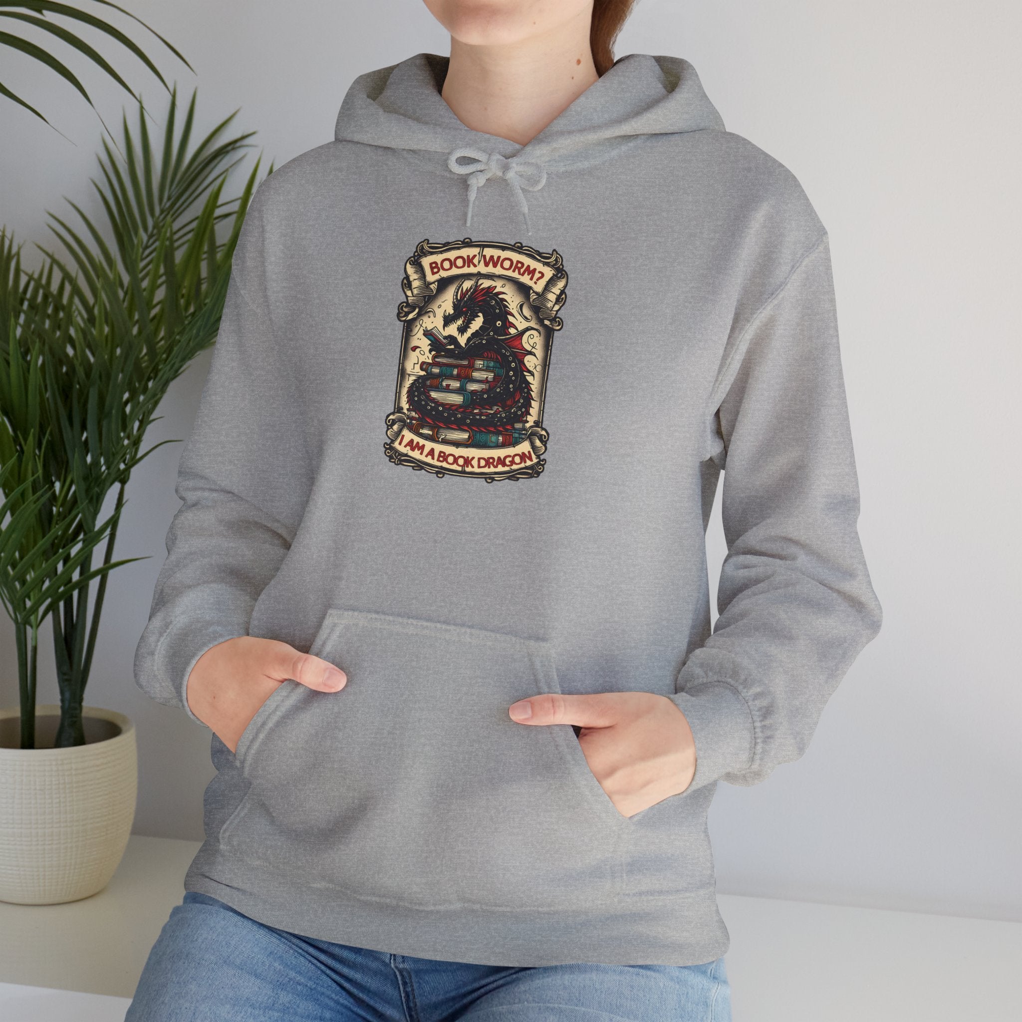 Book Worm? I Am a Book Dragon, Fantasy Reader Hoodie
