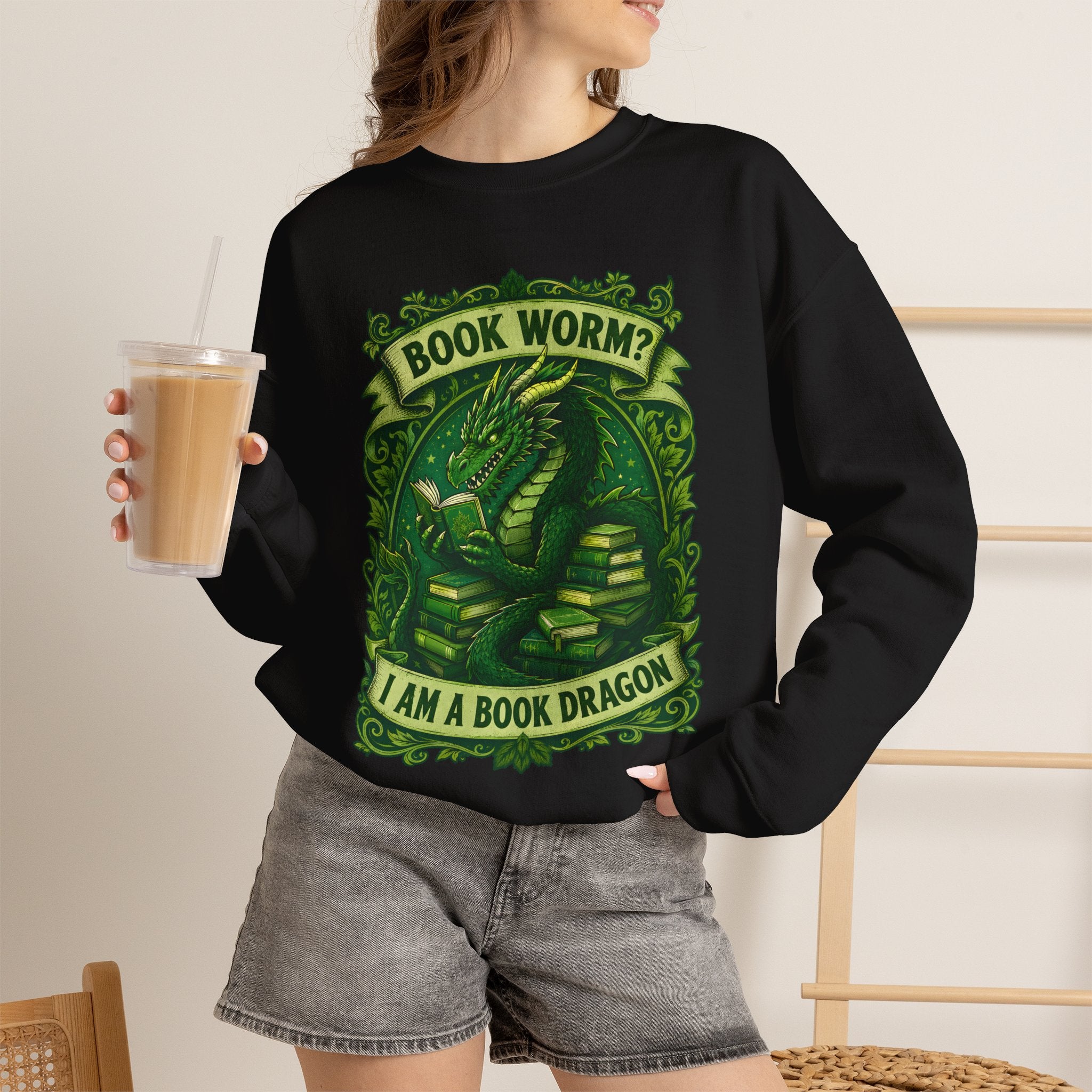 Book Worm? I Am a Book Dragon, Fantasy Reader Sweatshirt