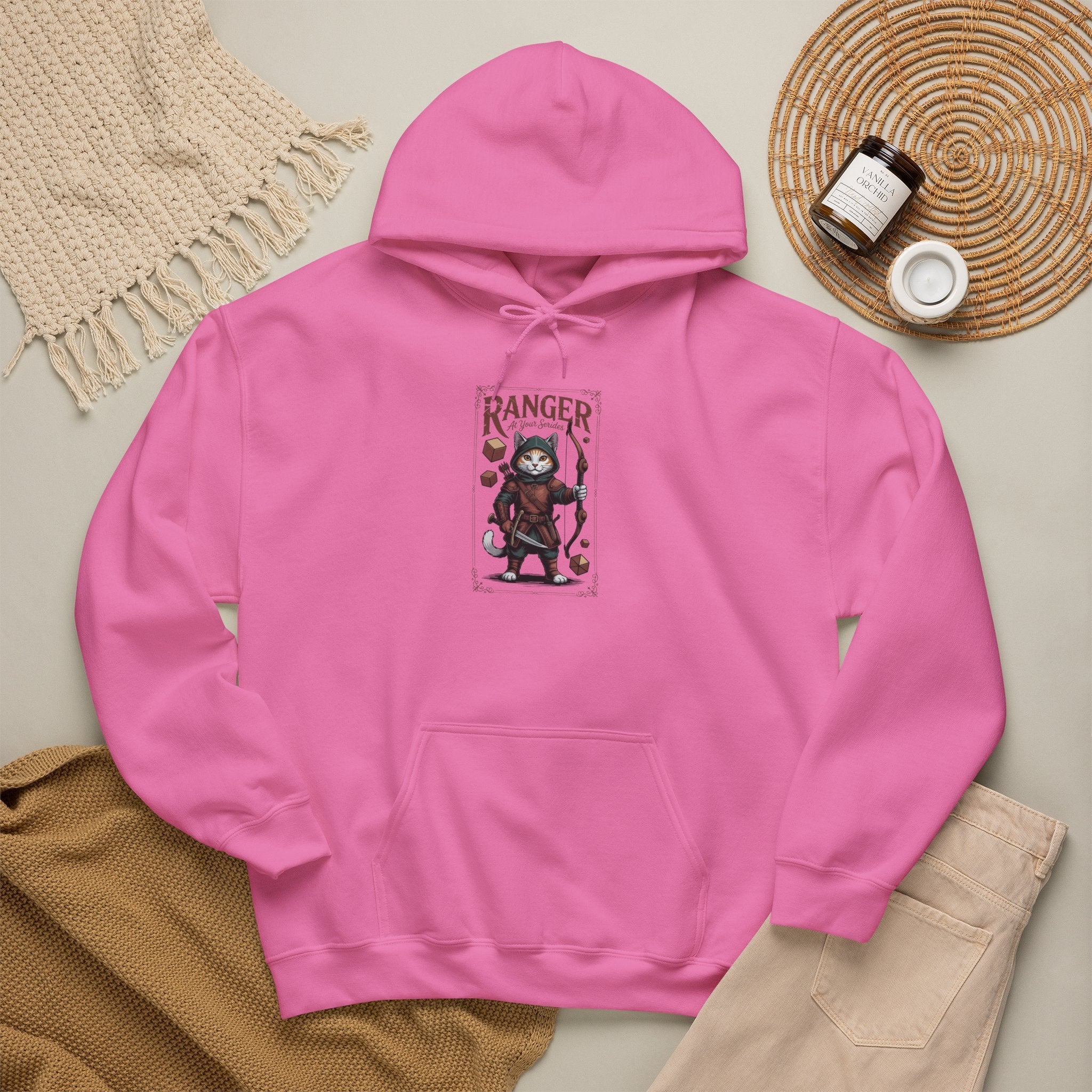 Ranger Cat at Your Serivece D&D Hoodie | Cat Lover RPG Gift