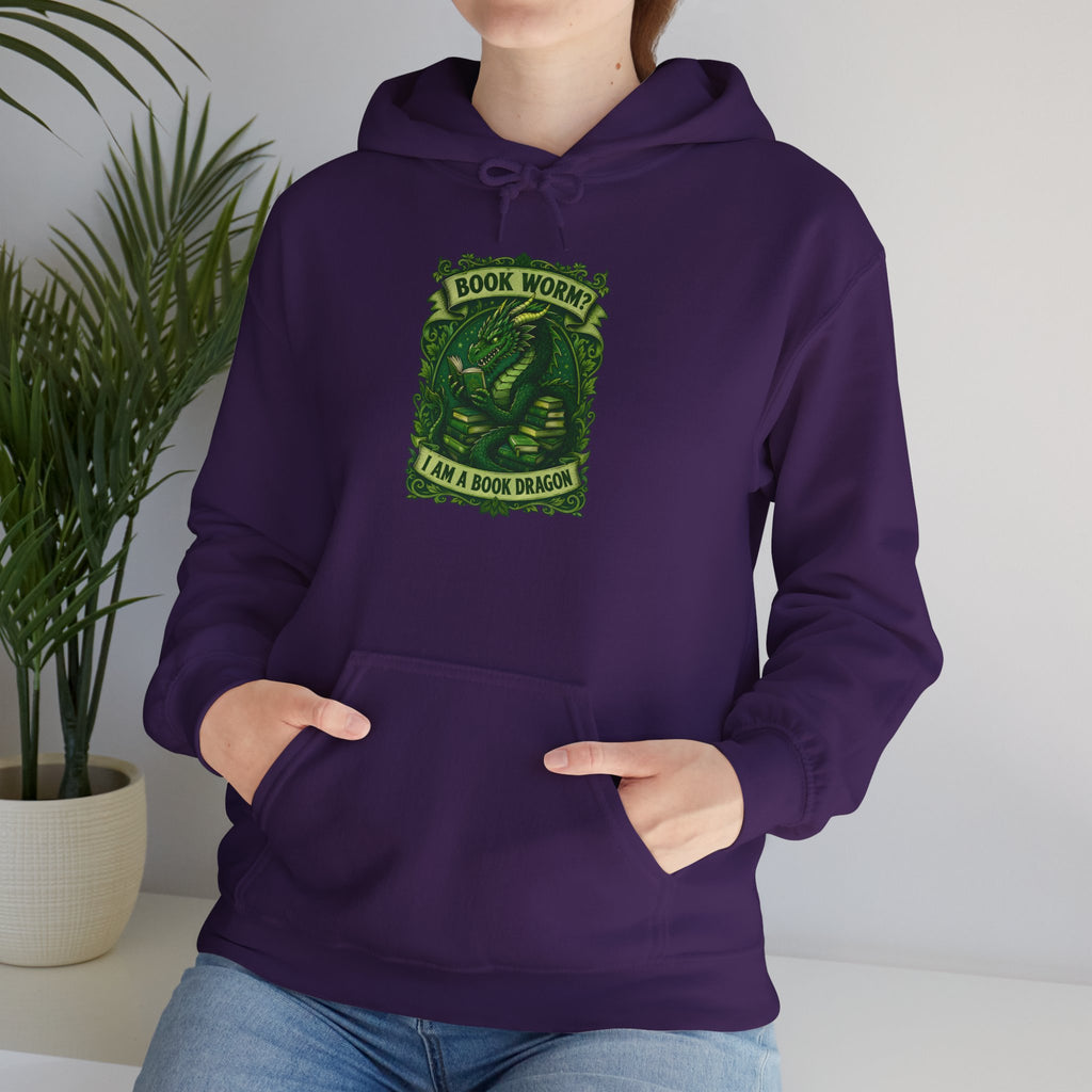 Book Worm? I Am a Book Dragon, Fantasy Reader Hoodie