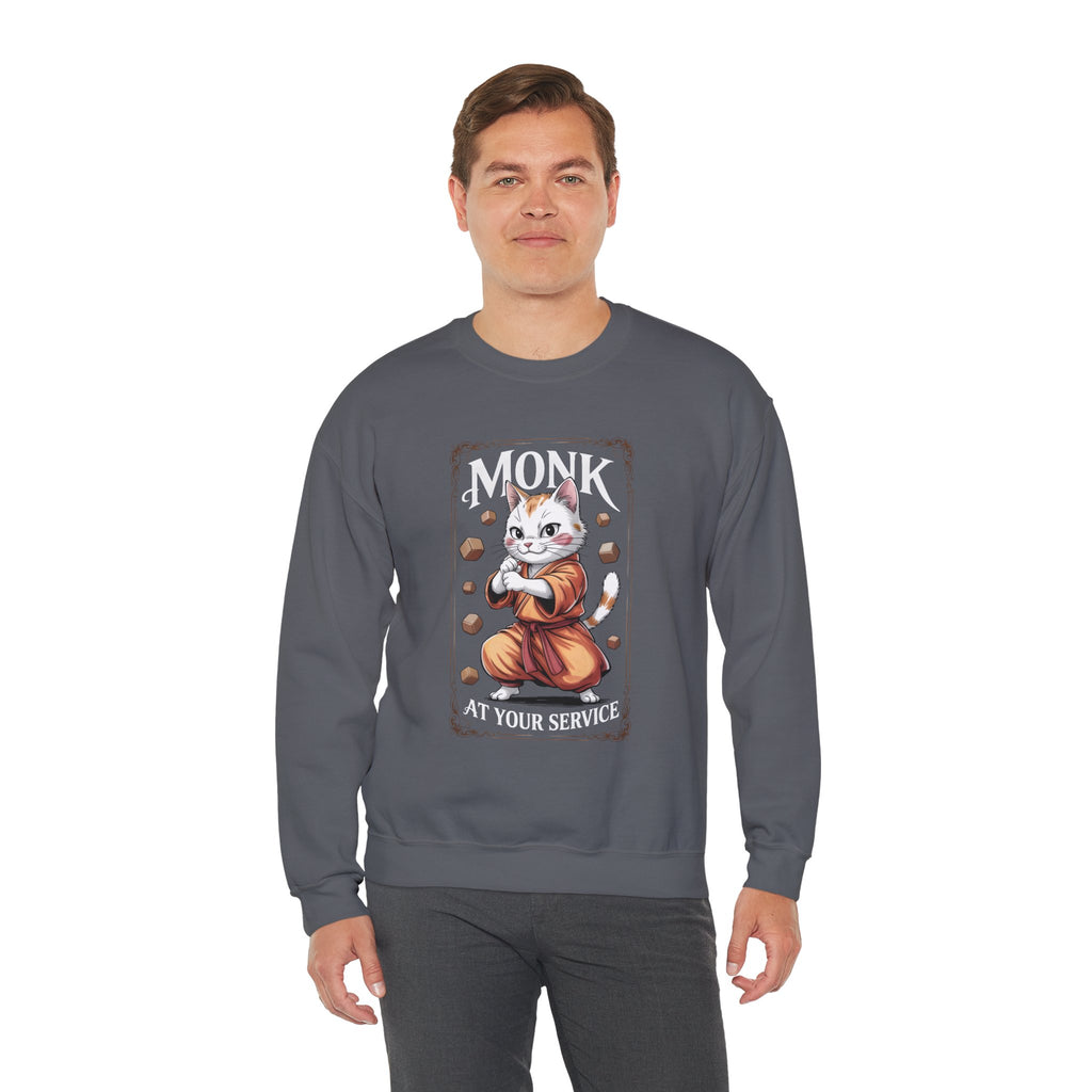 Monk Cat at Your Service D&D Sweatshirt | Cat Lover RPG Gift