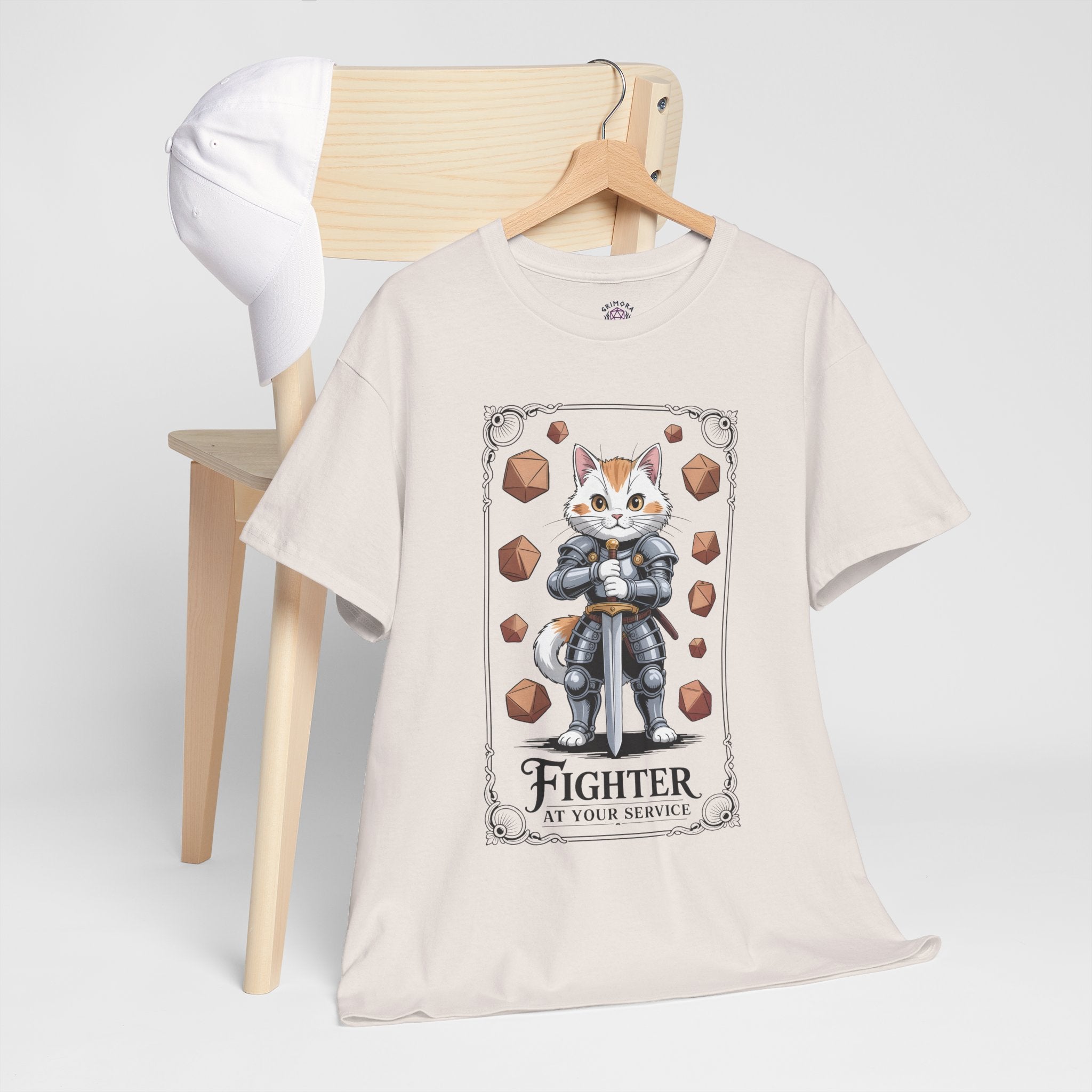 Fighter Cat at Your Service D&D T-shirt | Cat Lover RPG Gift