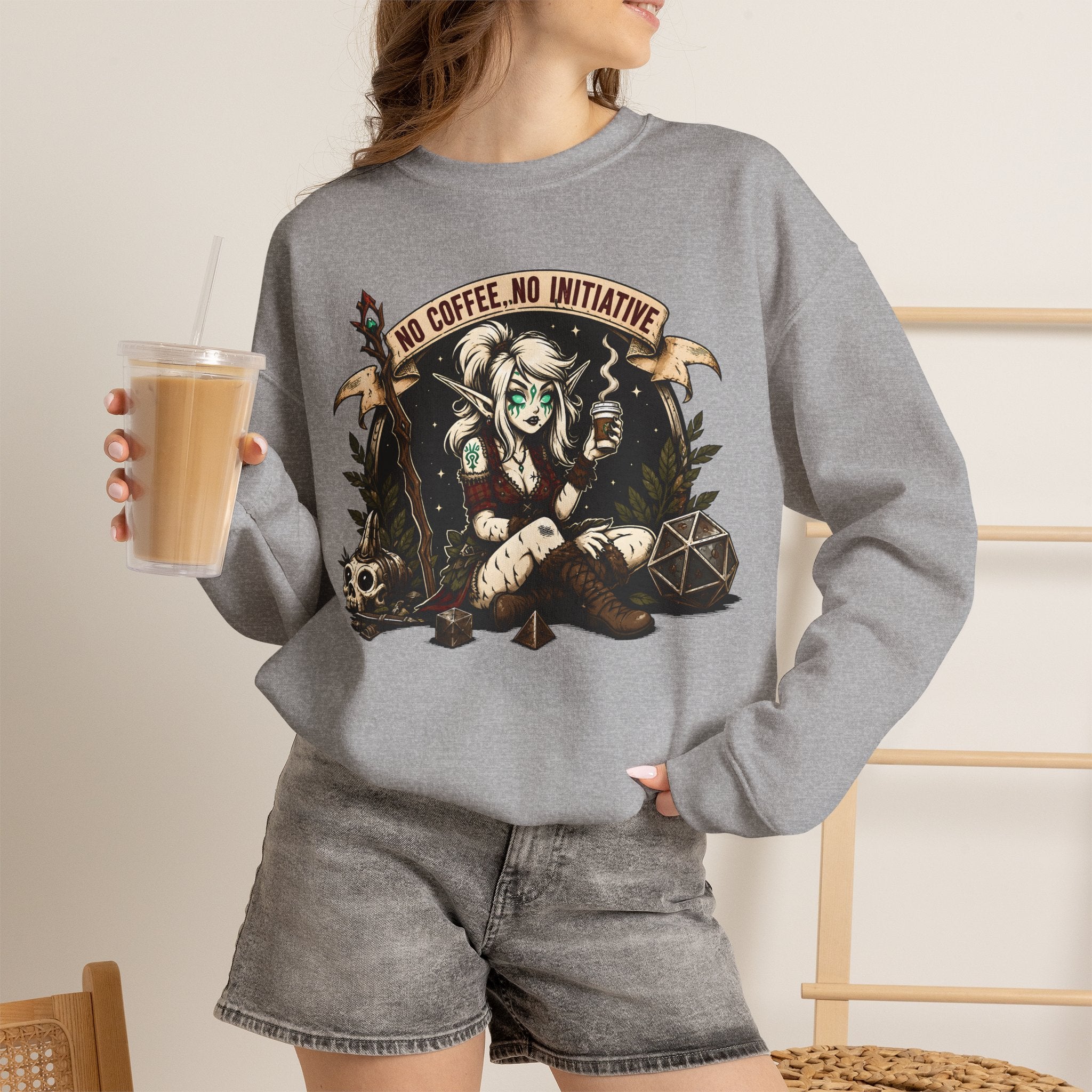 No Coffee, No Initiative | Fantasy RPG Sweatshirt