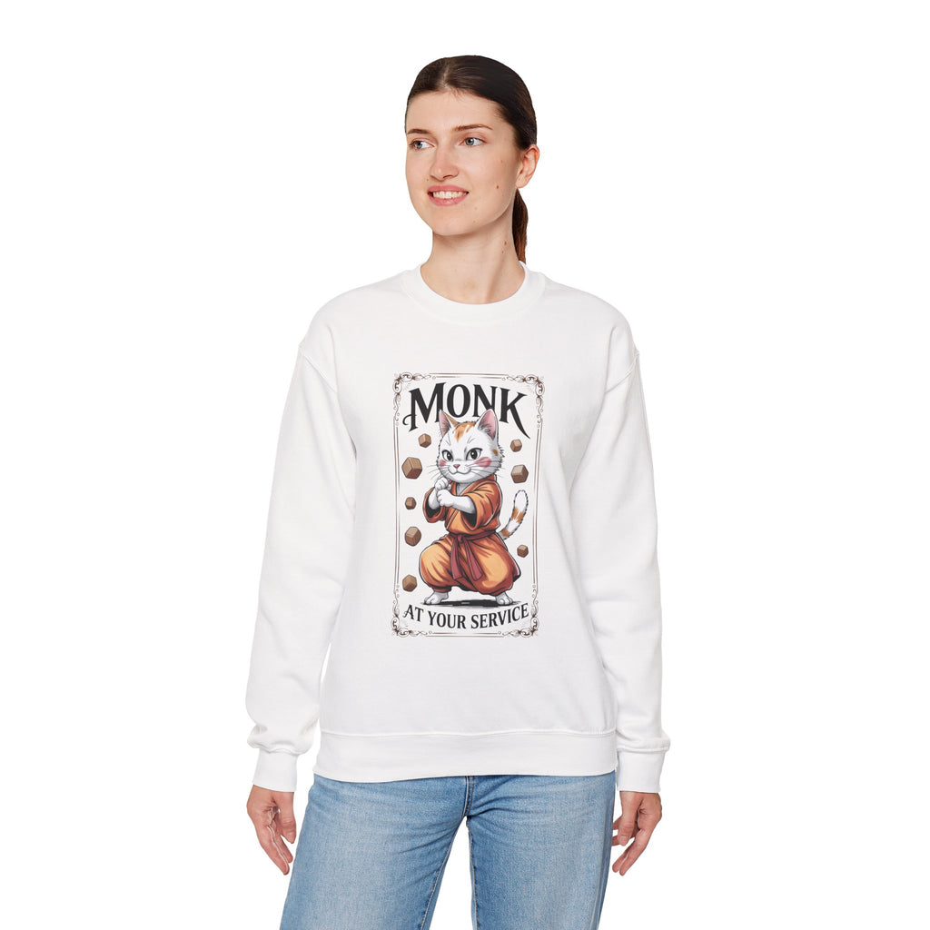 Monk Cat at Your Service D&D Sweatshirt | Cat Lover RPG Gift