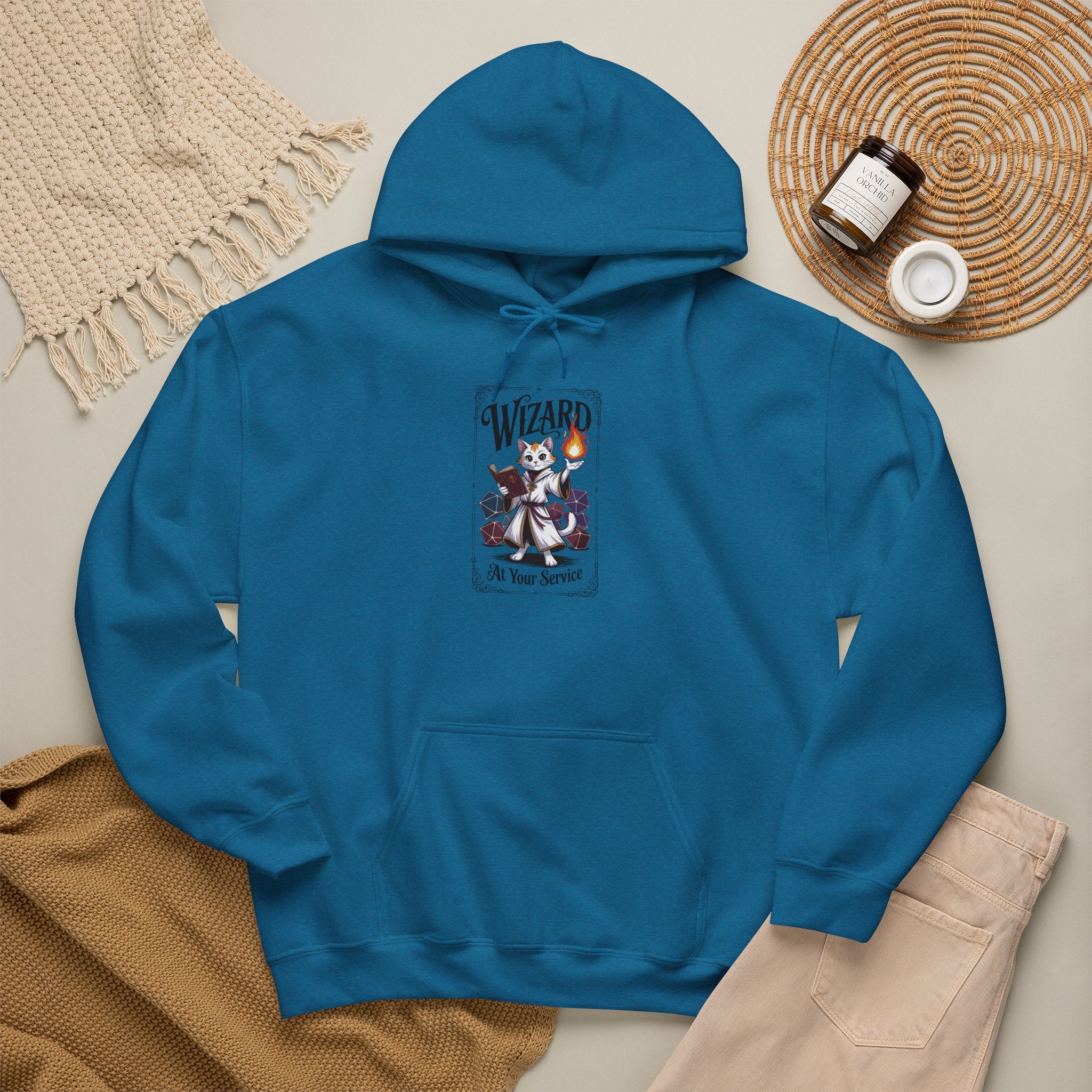 Wizard Cat at Your Serivece D&D Hoodie | Cat Lover RPG Gift