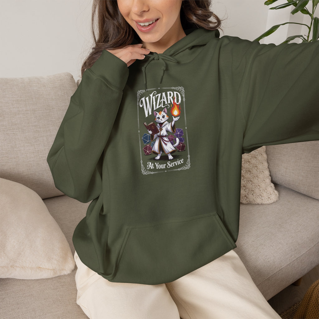 Wizard Cat at Your Serivece D&D Hoodie | Cat Lover RPG Gift