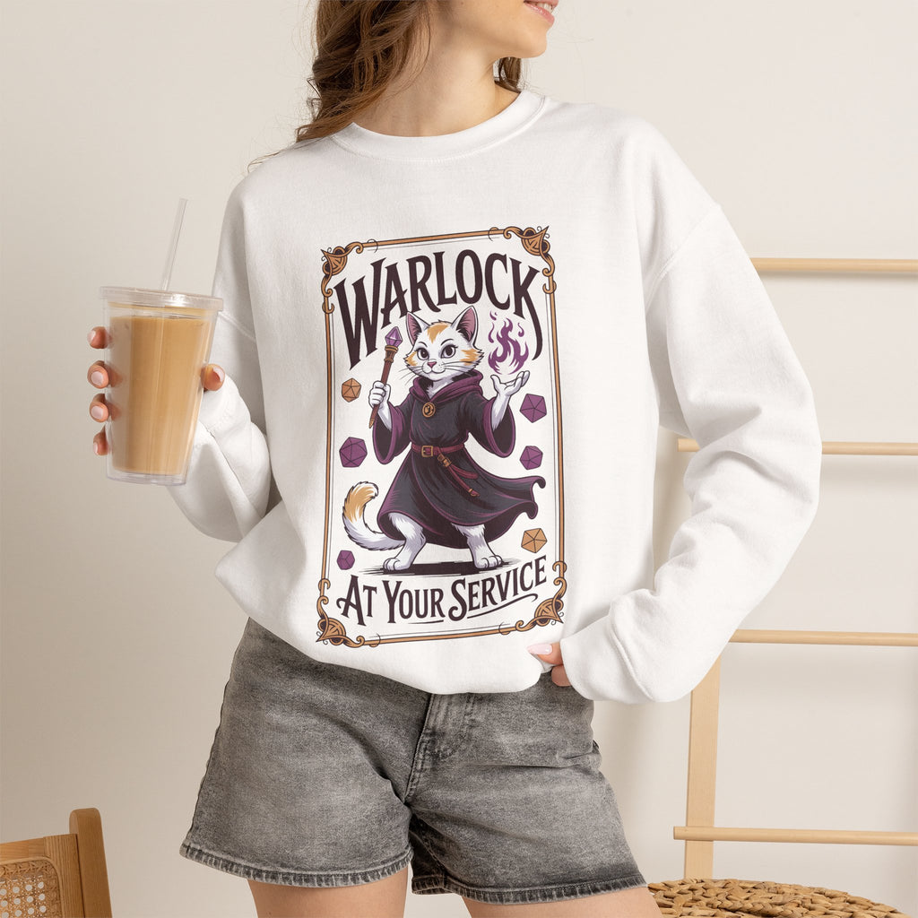 Warlock Cat at Your Serivece D&D Sweatshirt | Cat Lover RPG Gift
