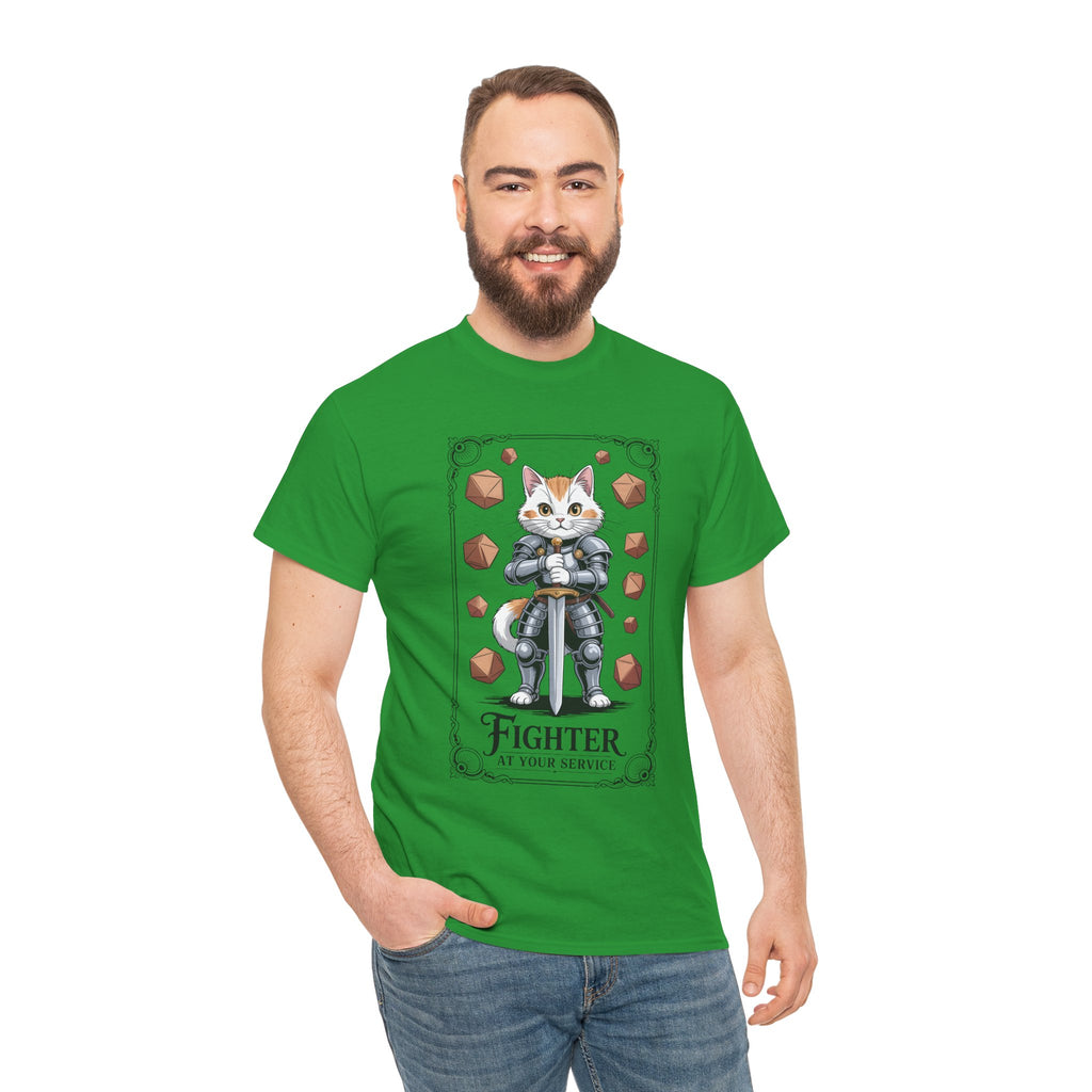 Fighter Cat at Your Service D&D T-shirt | Cat Lover RPG Gift