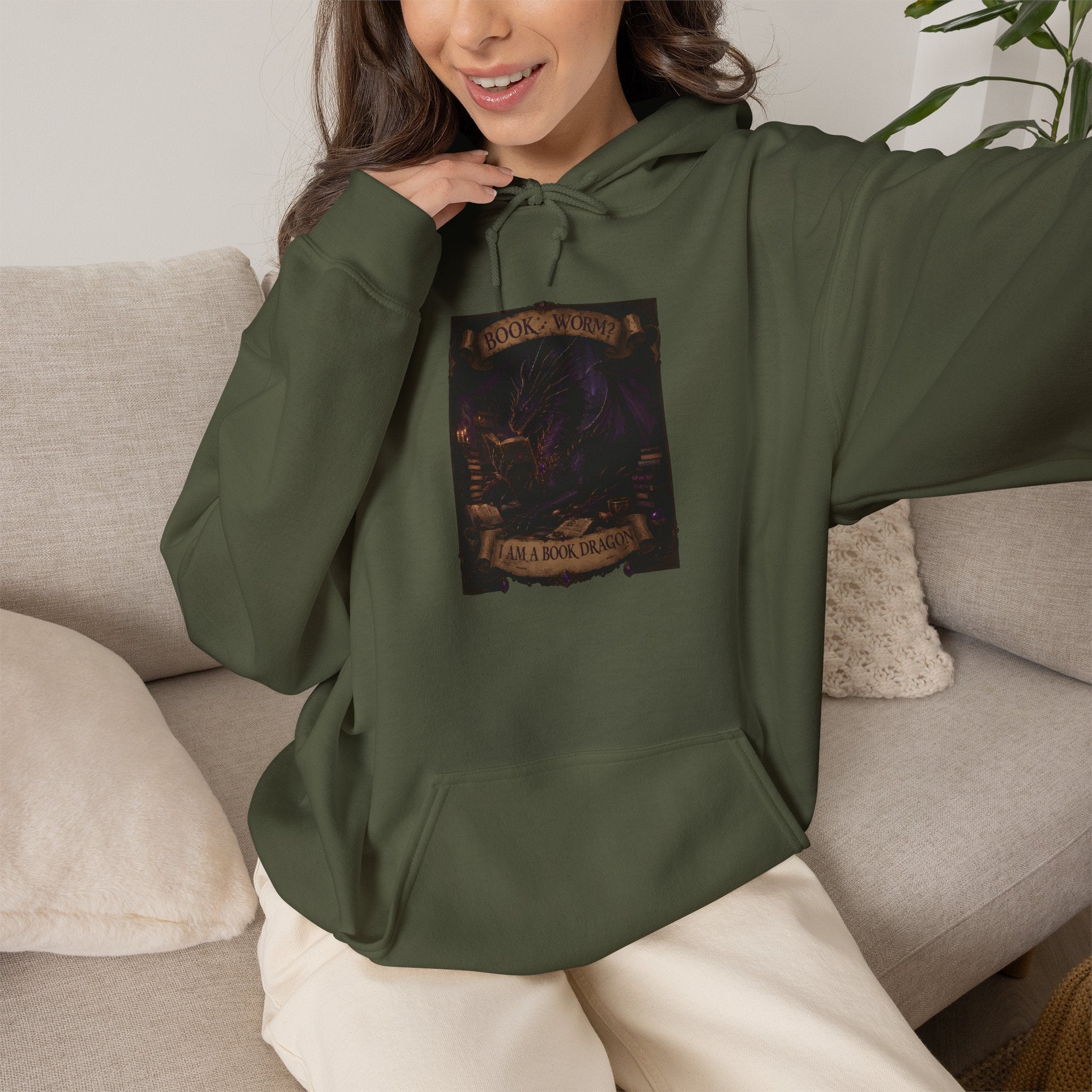 Book Worm? I Am a Book Dragon, Fantasy Reader Hoodie