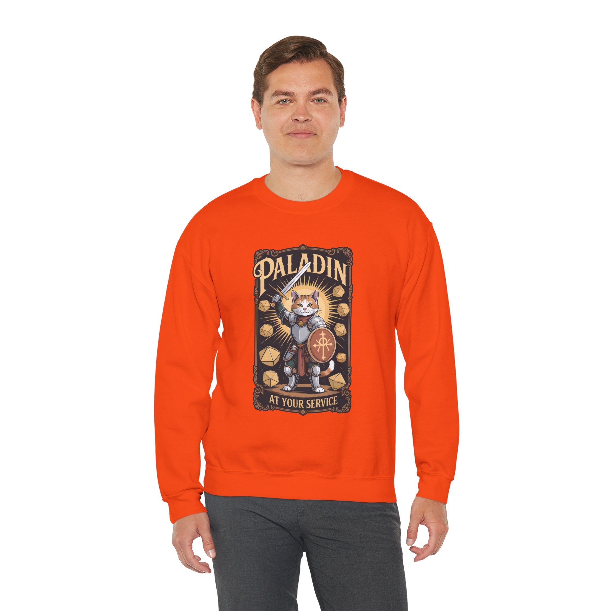 Paladin Cat at Your Service D&D Sweatshirt | Cat Lover RPG Gift