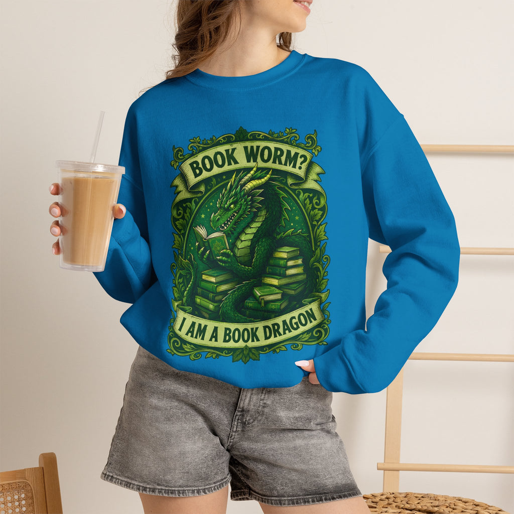Book Worm? I Am a Book Dragon, Fantasy Reader Sweatshirt