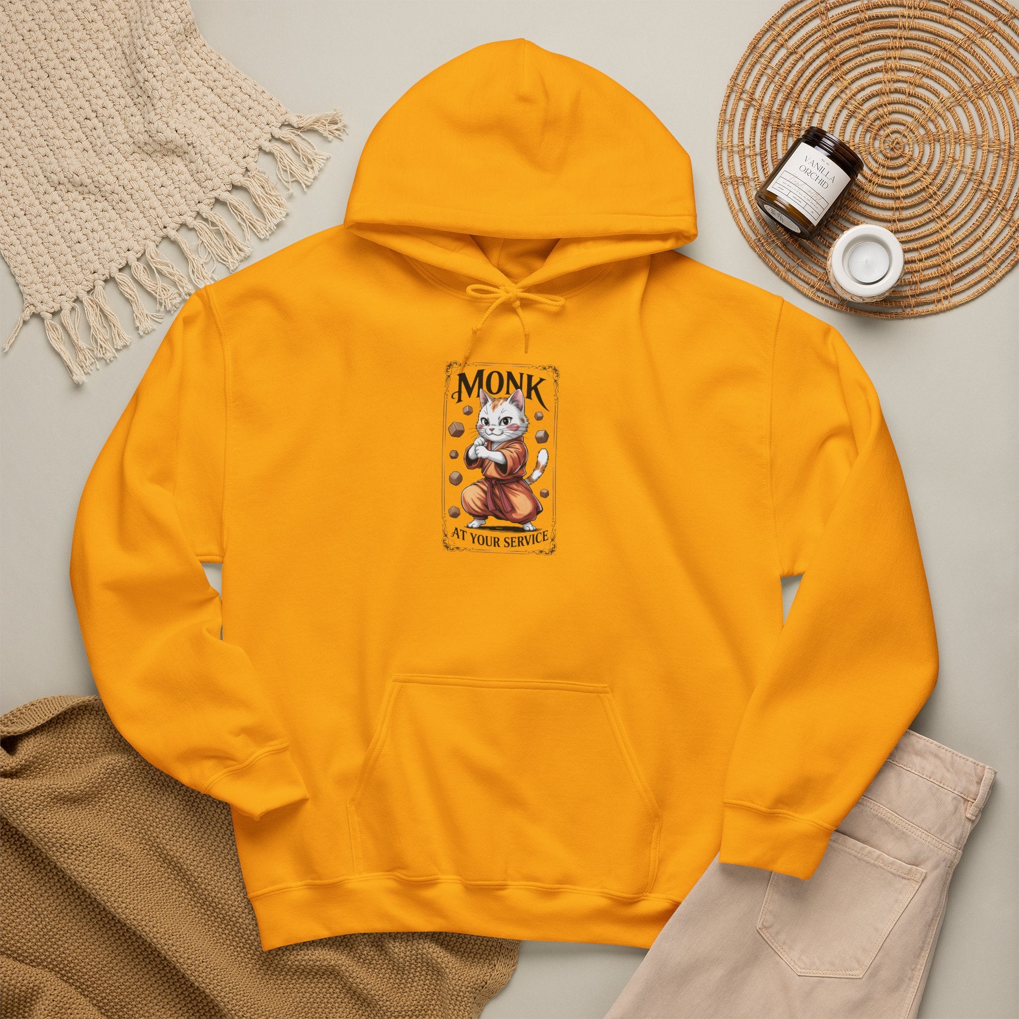 Monk Cat at Your Service D&D Hoodie | Cat Lover RPG Gift