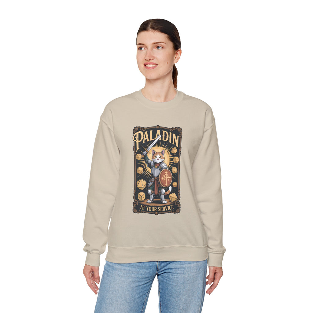 Paladin Cat at Your Service D&D Sweatshirt | Cat Lover RPG Gift