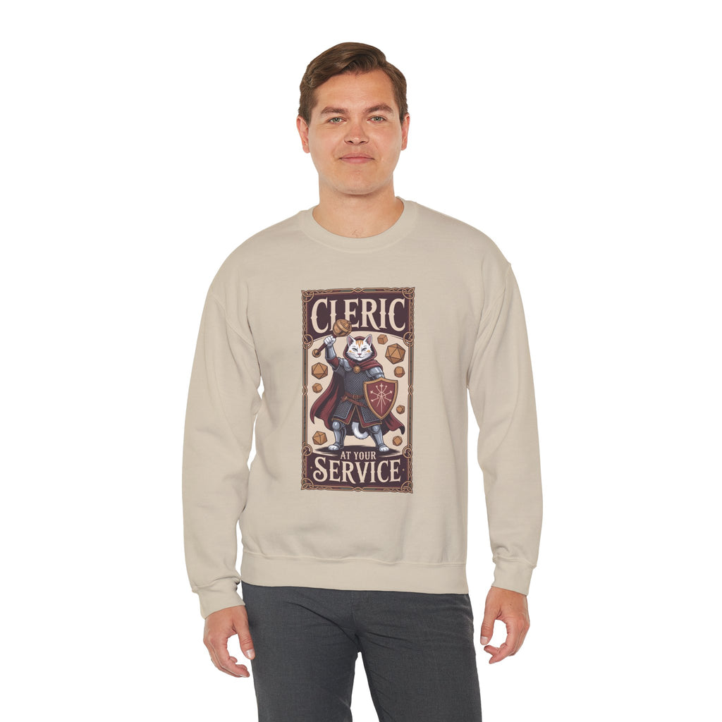 Cleric Cat at Your Service D&D Sweatshirt | Cat Lover RPG Gift