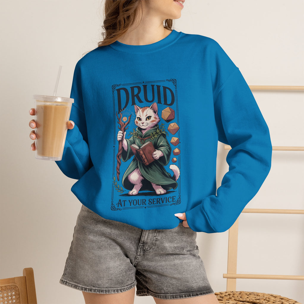 Druid Cat at Your Serivece D&D Sweatshirt | Cat Lover RPG Gift