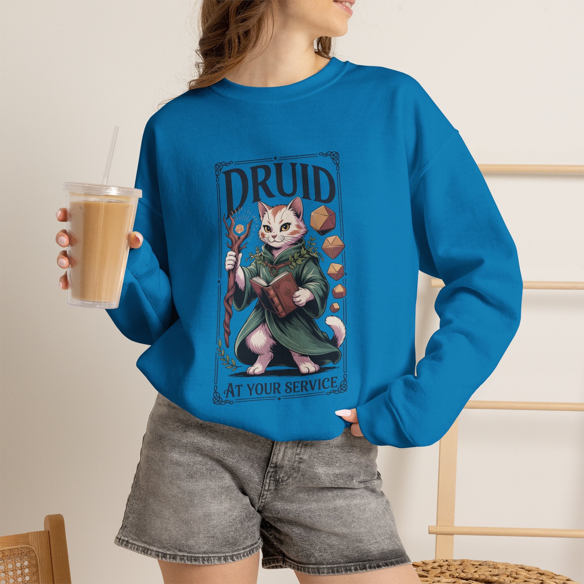 Druid Cat at Your Serivece D&D Sweatshirt | Cat Lover RPG Gift