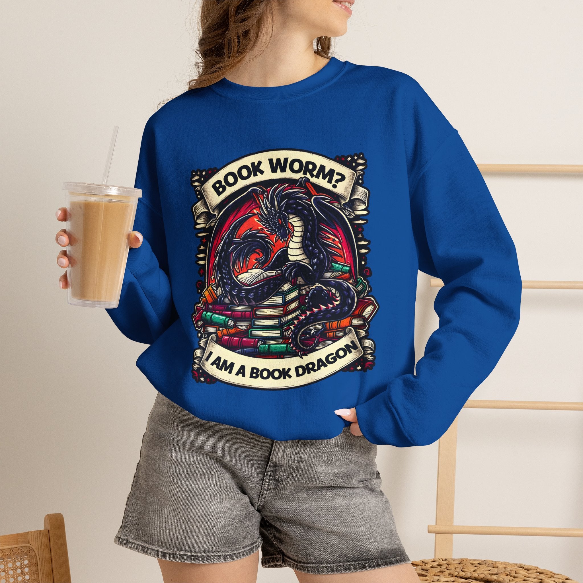 Book Worm? I Am a Book Dragon, Fantasy Reader Sweatshirt