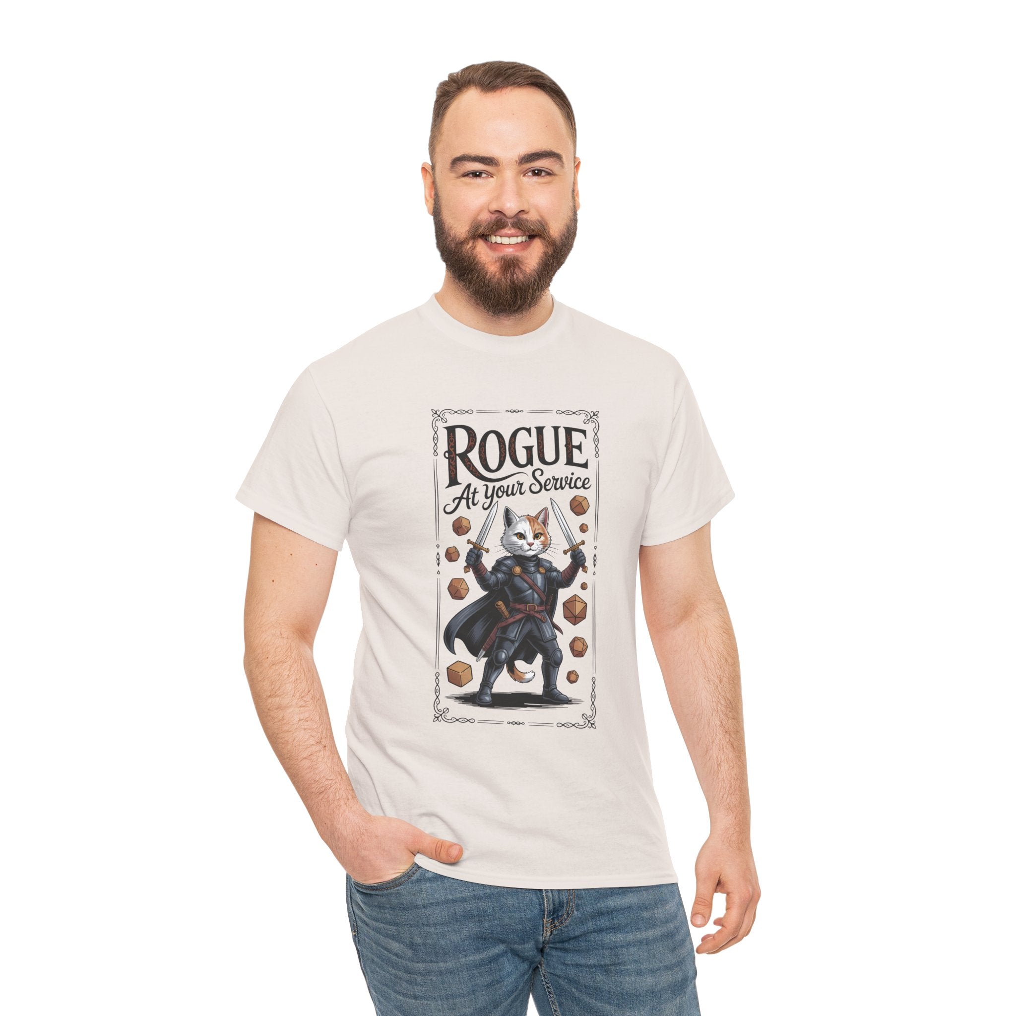 Rogue Cat at Your Serivece D&D T-shirt | Cat Lover RPG Gift