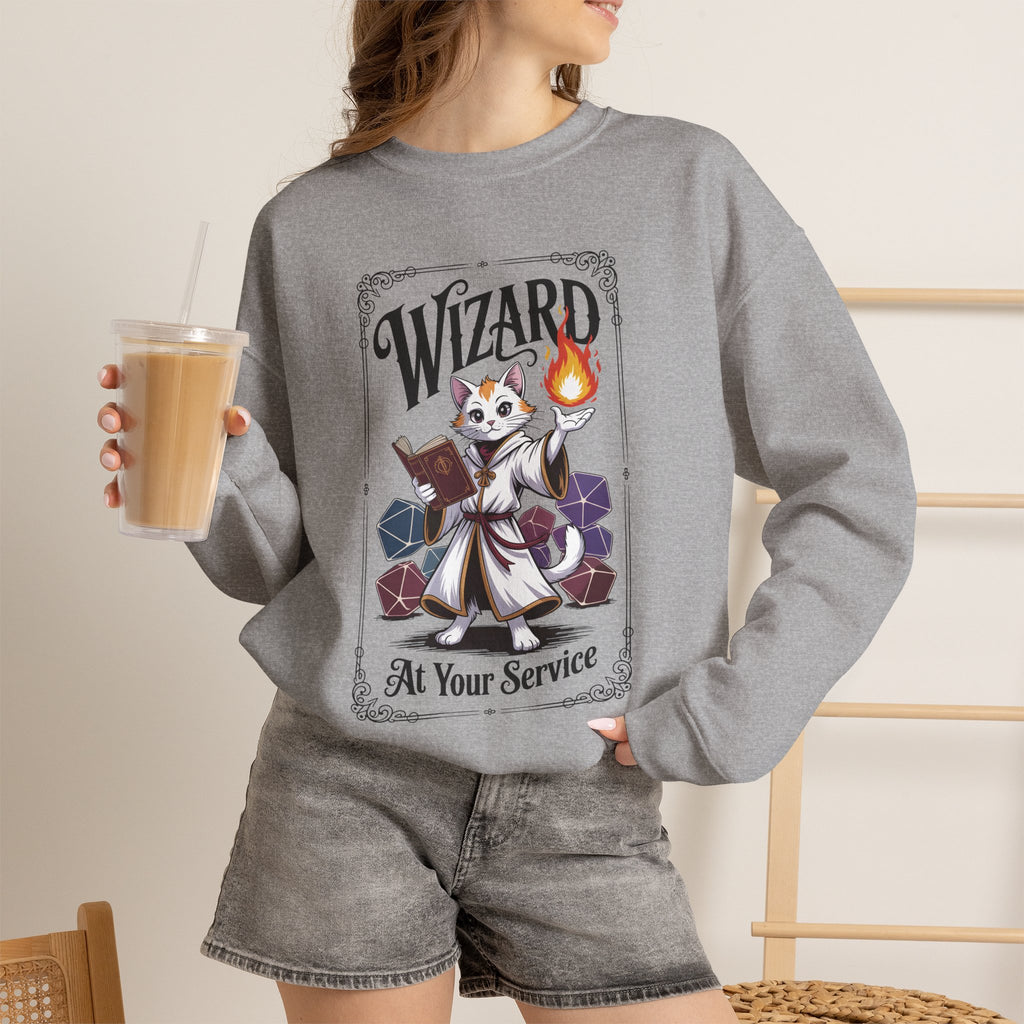 Wizard Cat at Your Serivece D&D Sweatshirt | Cat Lover RPG Gift