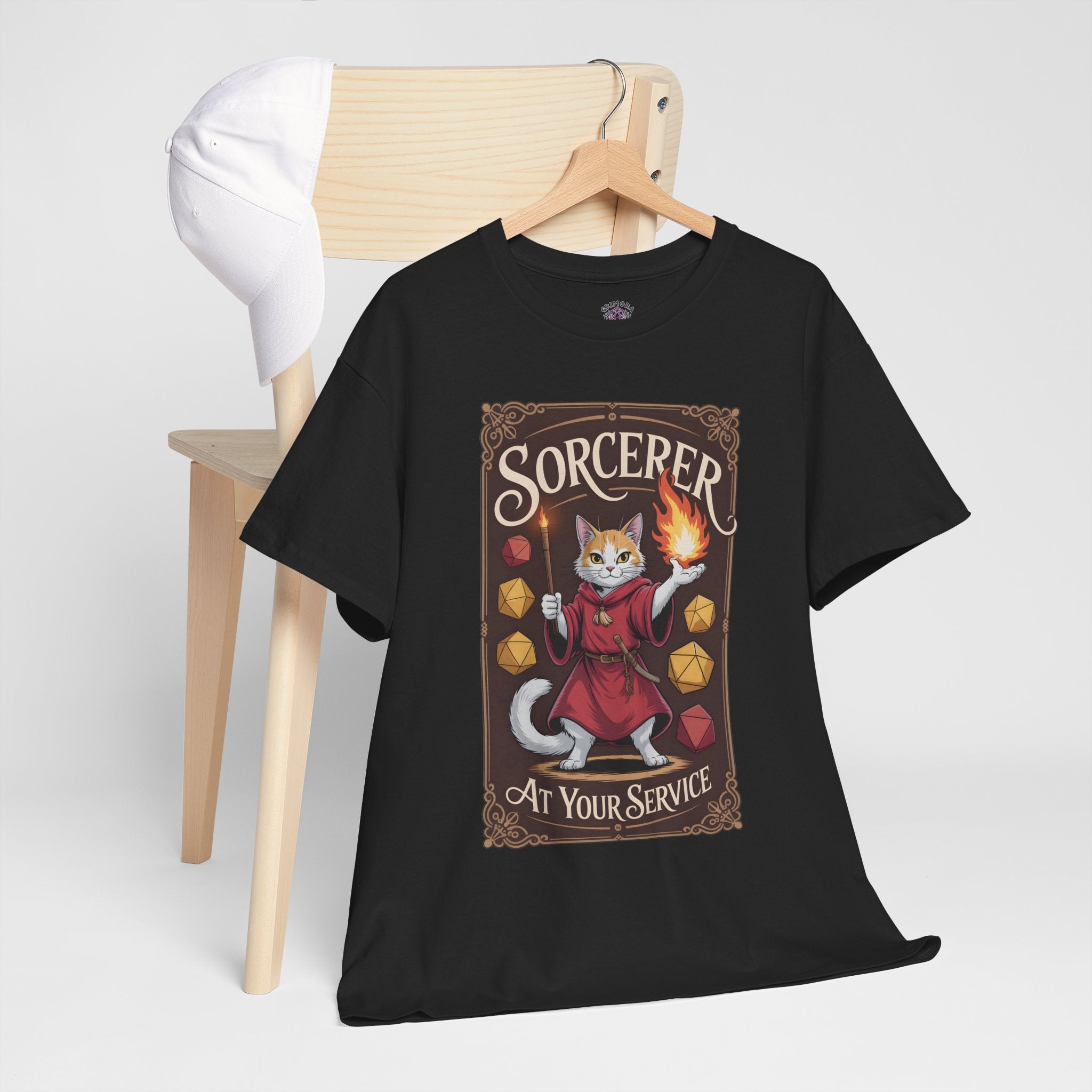 Sorcerer Cat at Your Service D&D T-shirt | Cat Lover RPG Gift