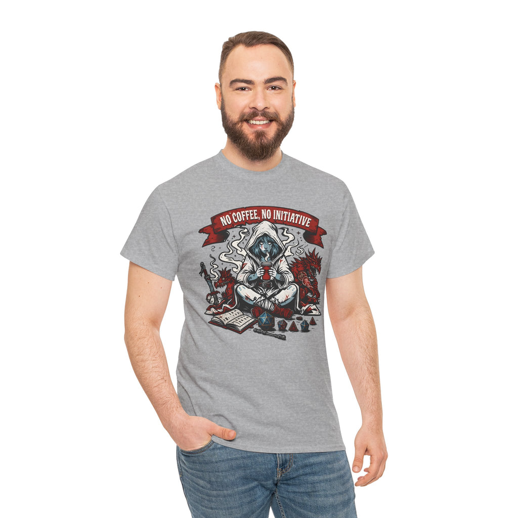No Coffee, No Initiative | Fantasy RPG T-shirt