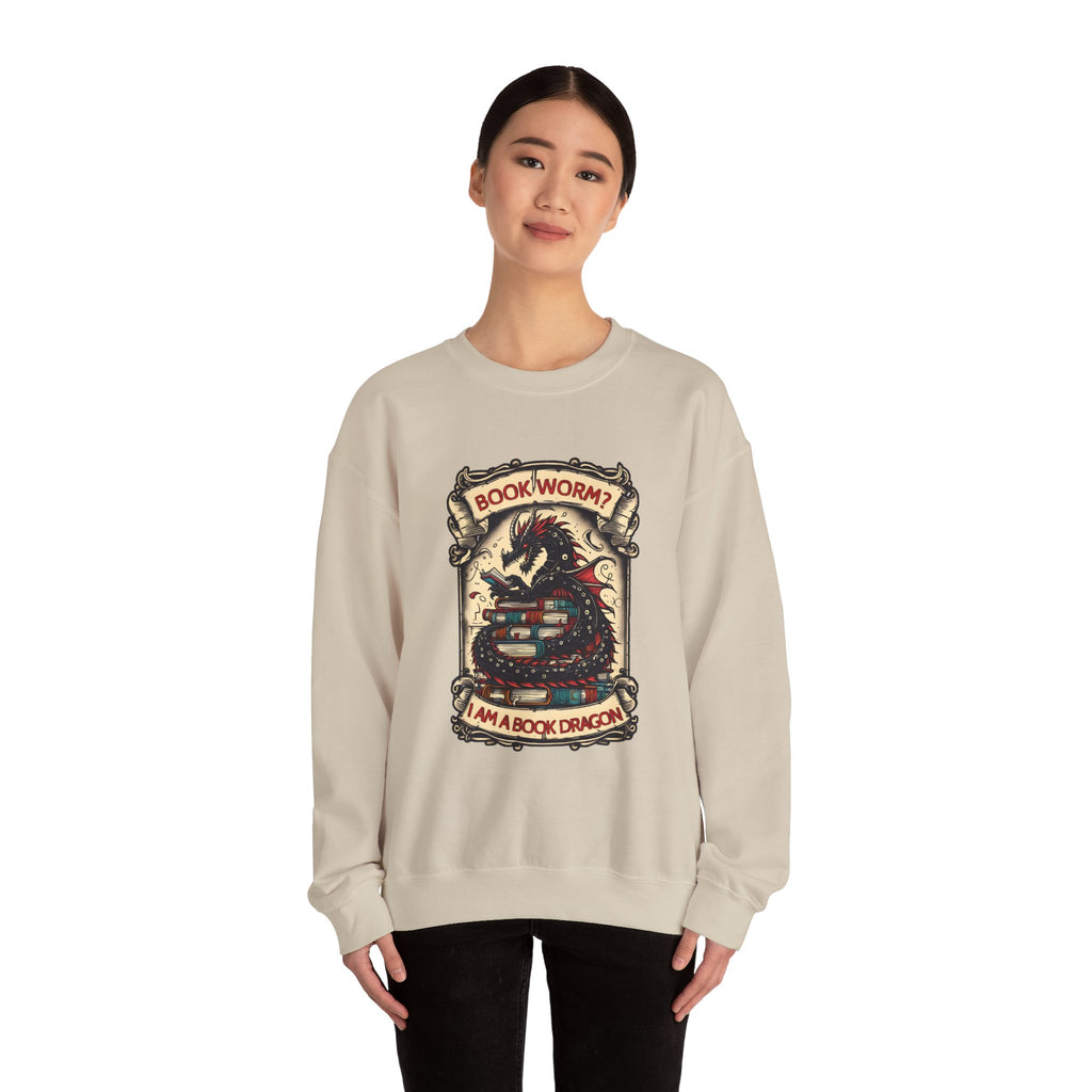 Book Worm? I Am a Book Dragon, Fantasy Reader Sweatshirt
