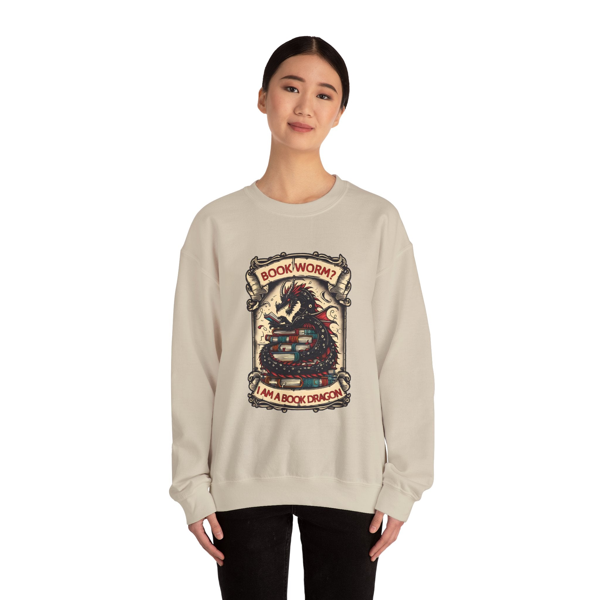 Book Worm? I Am a Book Dragon, Fantasy Reader Sweatshirt