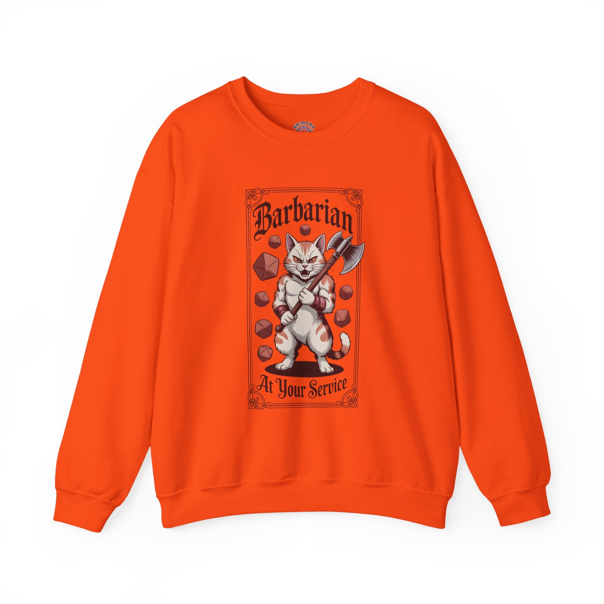 Barbarian Cat at Your Serivece D&D Sweatshirt | Cat Lover RPG Gift