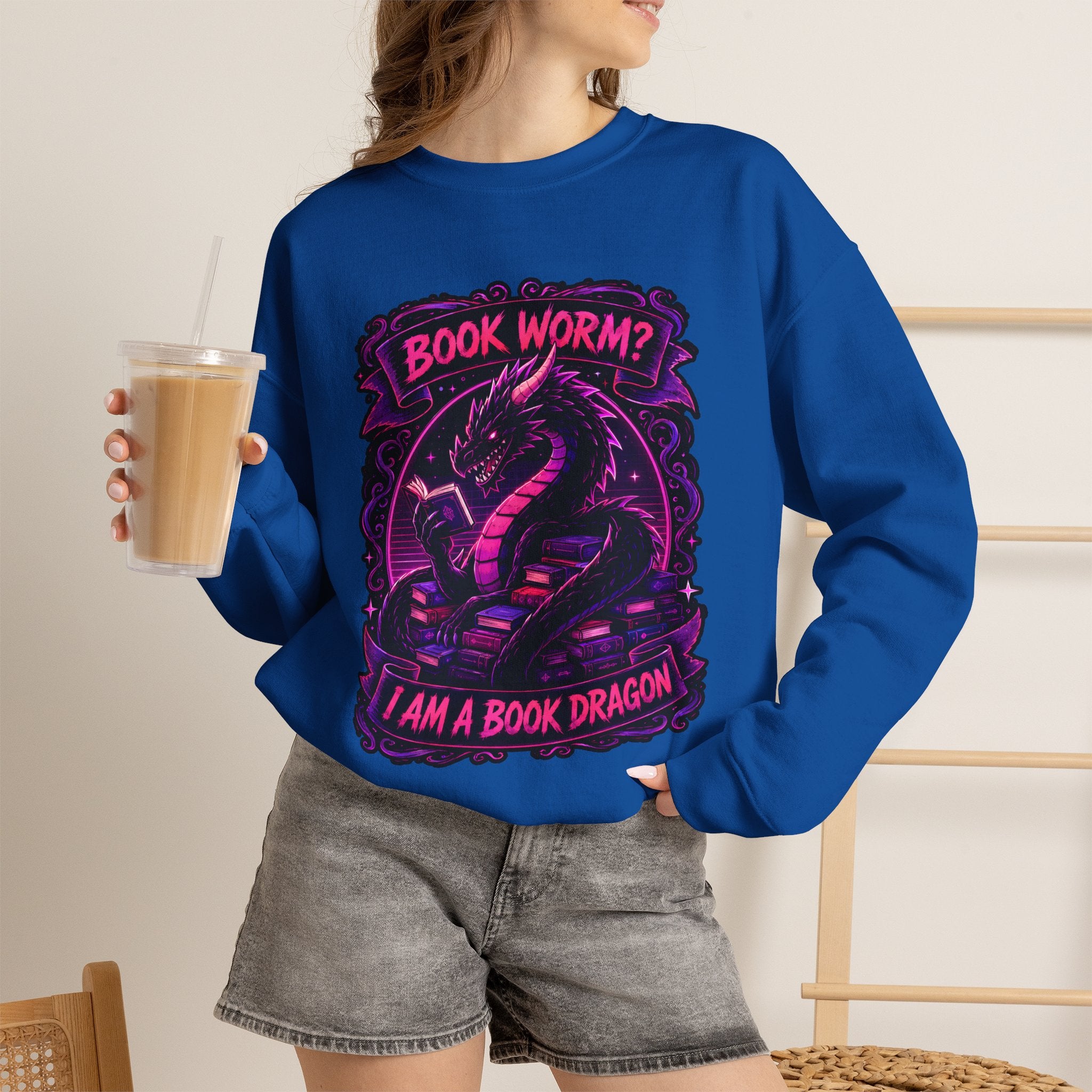 Book Worm? I Am a Book Dragon, Fantasy Reader Sweatshirt
