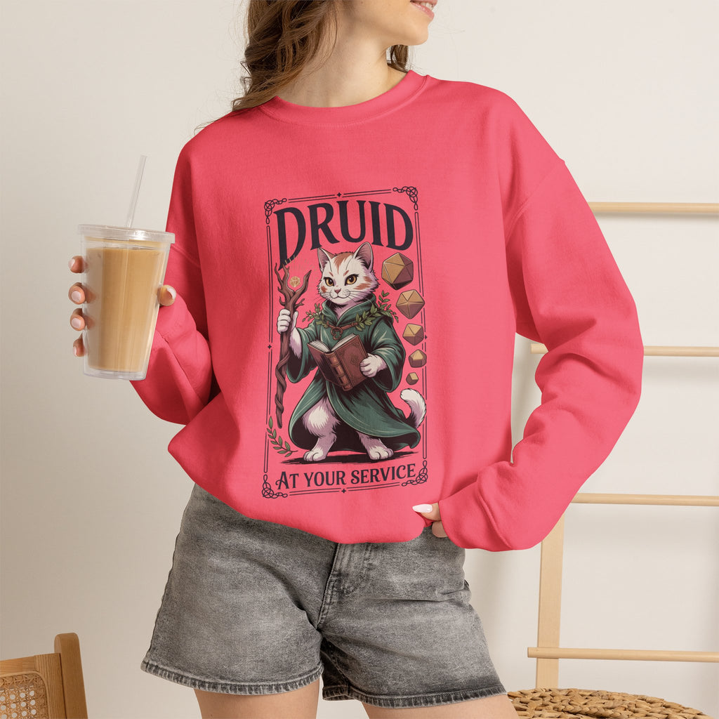 Druid Cat at Your Serivece D&D Sweatshirt | Cat Lover RPG Gift