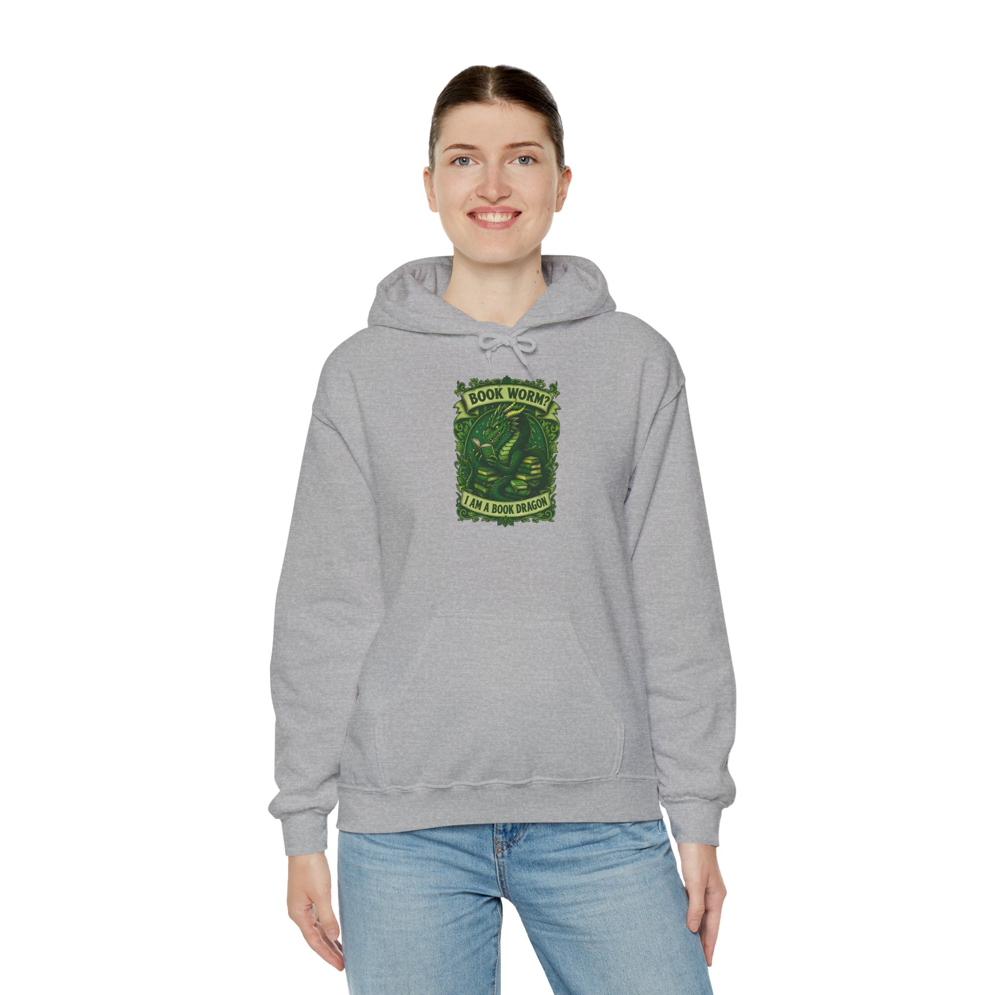 Book Worm? I Am a Book Dragon, Fantasy Reader Hoodie