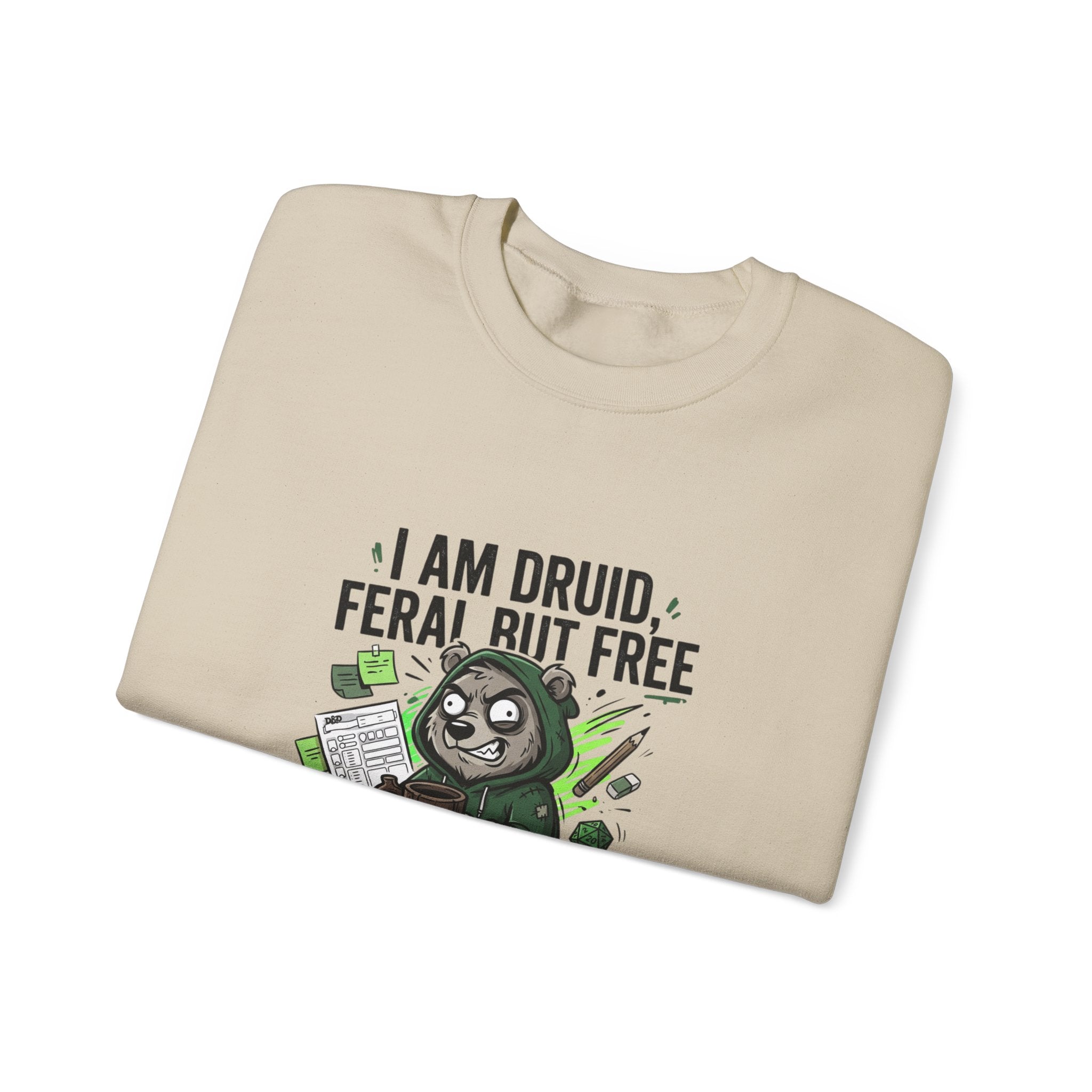 Feral But Free Crewneck Sweatshirt | chaotic-quirky, unhinged millennial burnout