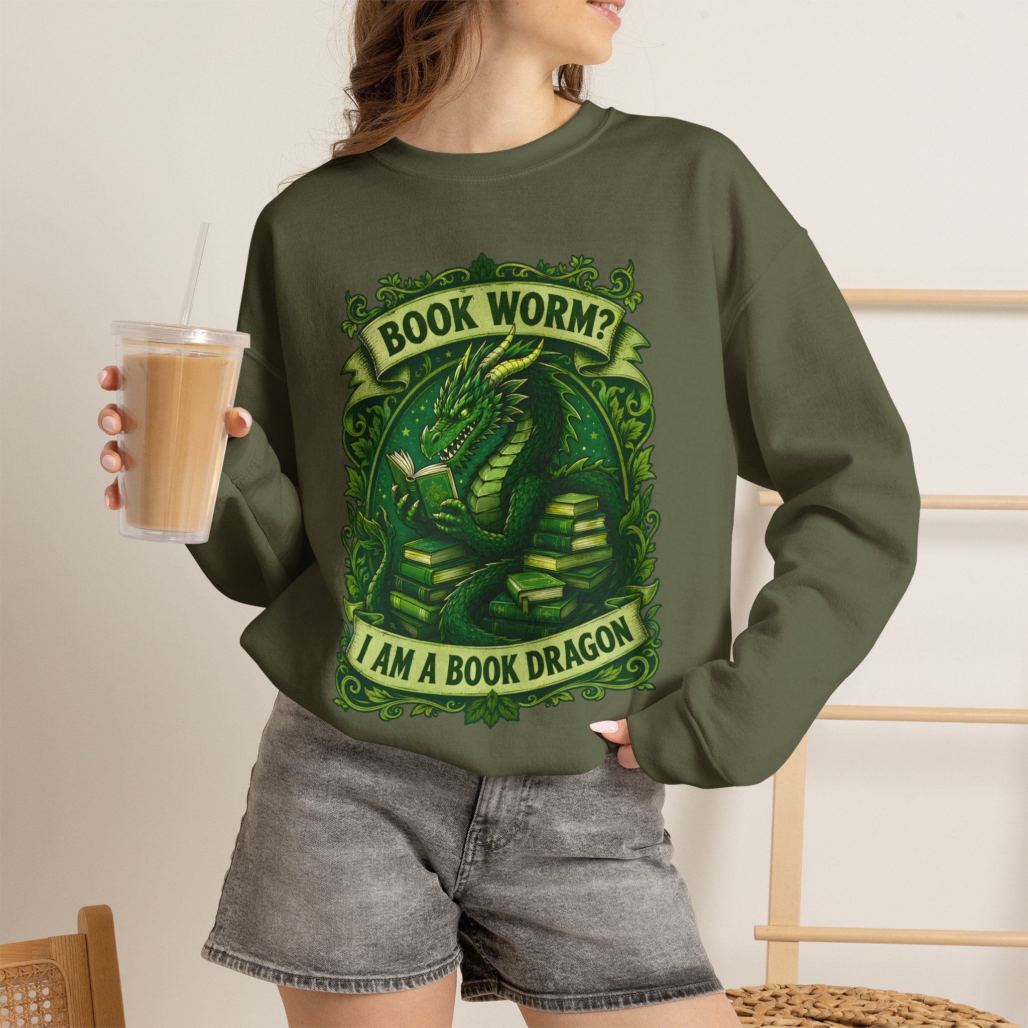 Book Worm? I Am a Book Dragon, Fantasy Reader Sweatshirt