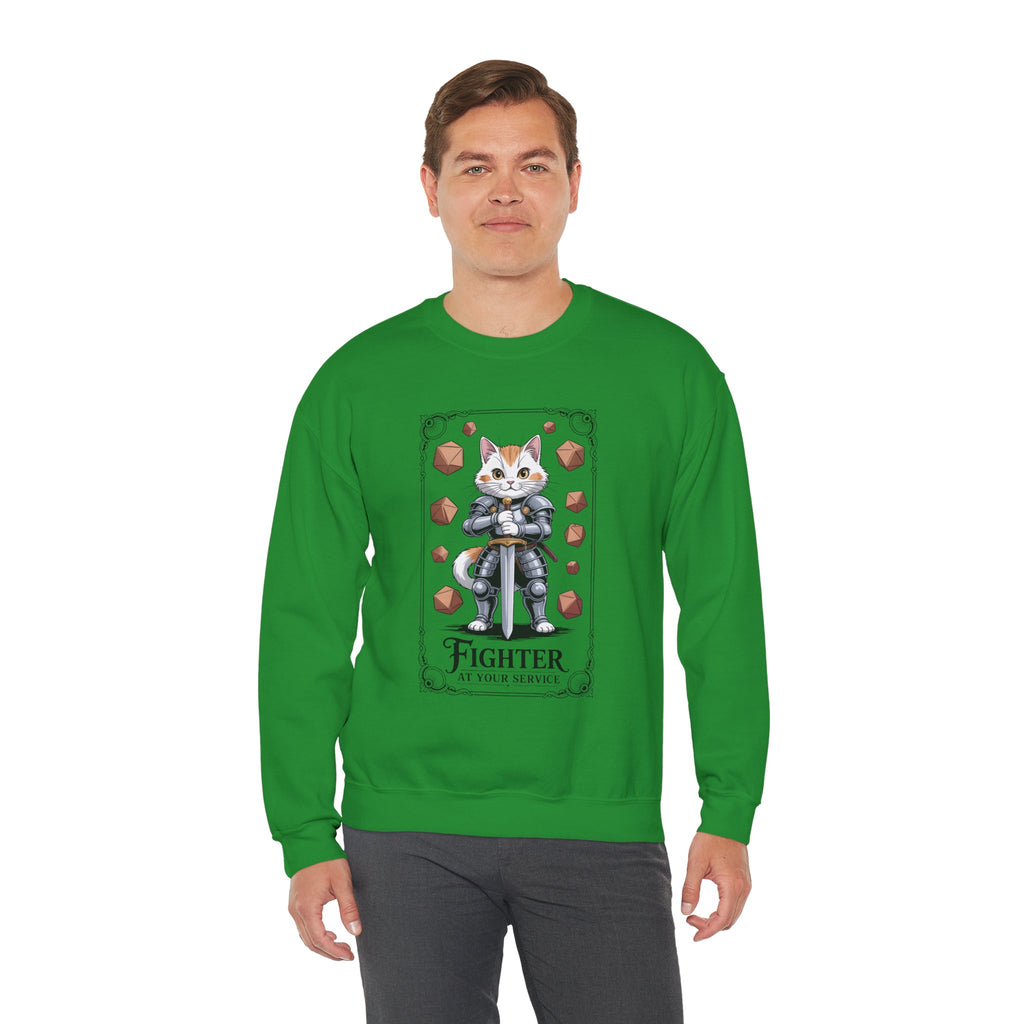 Fighter Cat at Your Service D&D Sweatshirt | Cat Lover RPG Gift