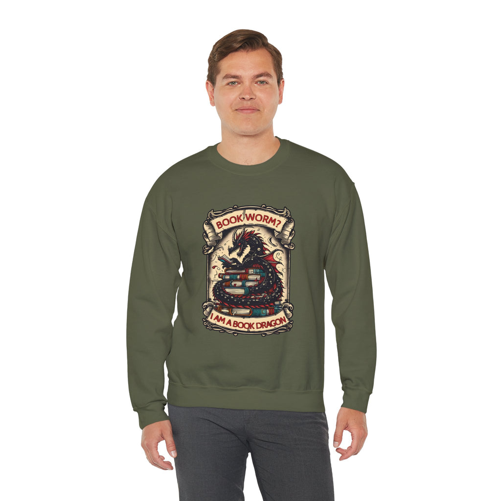 Book Worm? I Am a Book Dragon, Fantasy Reader Sweatshirt