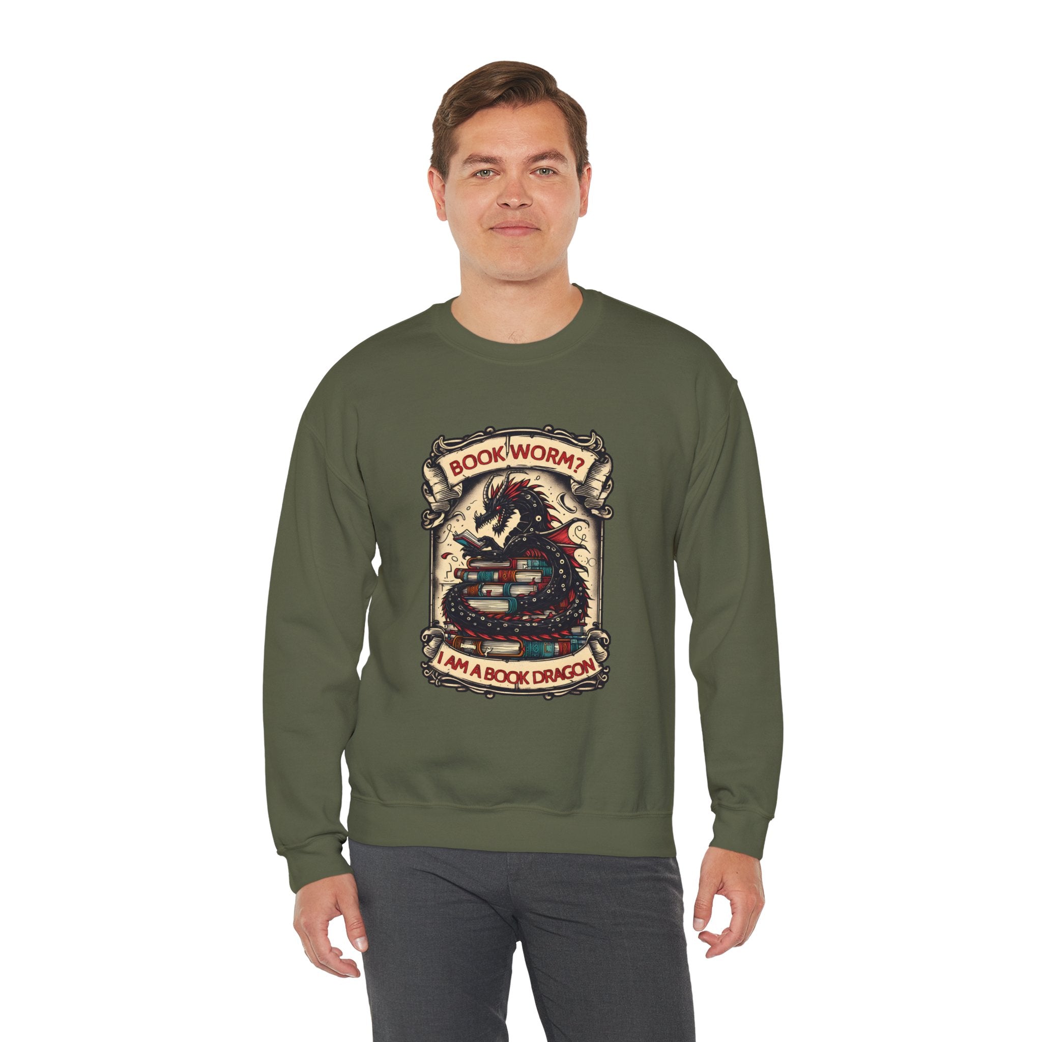 Book Worm? I Am a Book Dragon, Fantasy Reader Sweatshirt