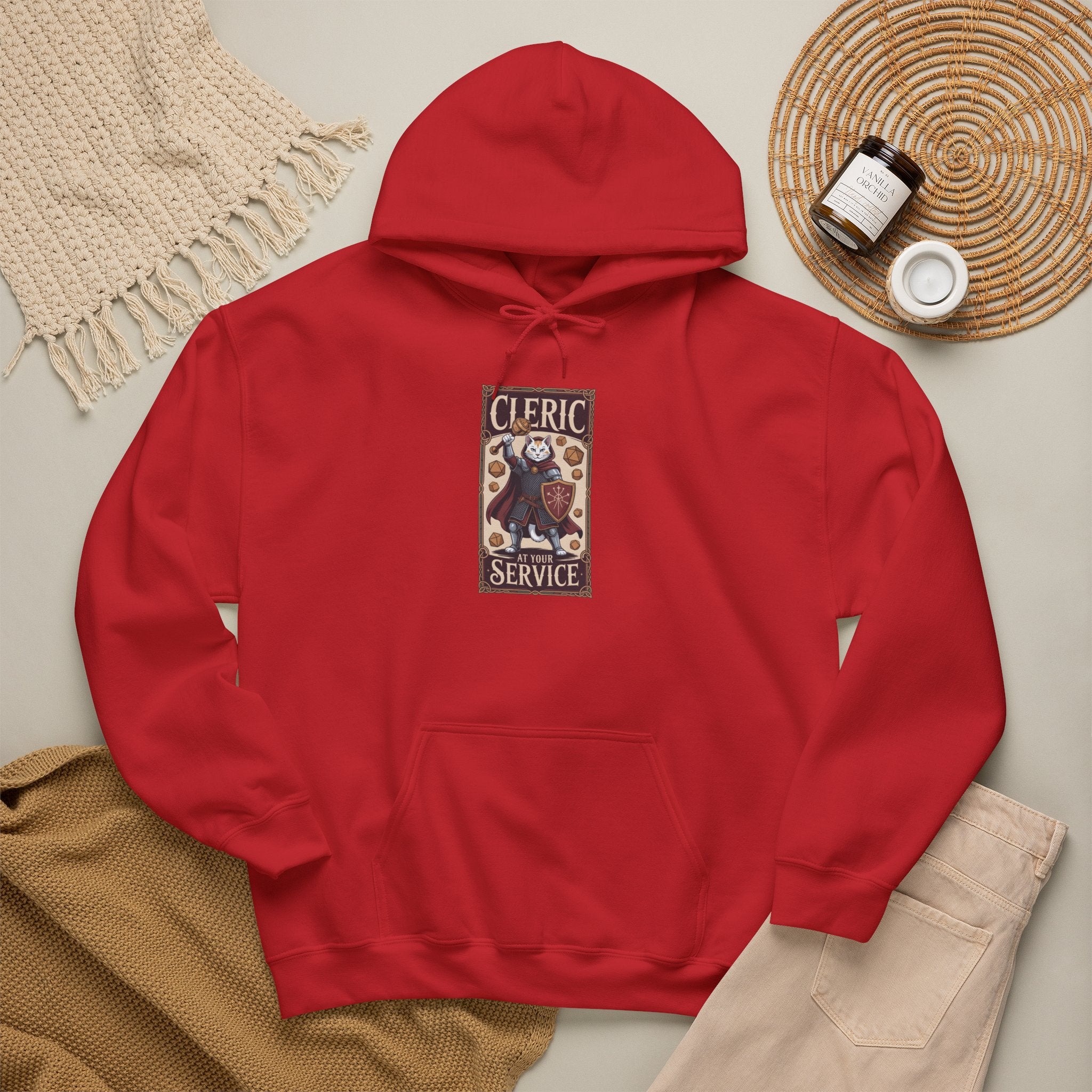 Cleric Cat at Your Service D&D Hoodie | Cat Lover RPG Gift