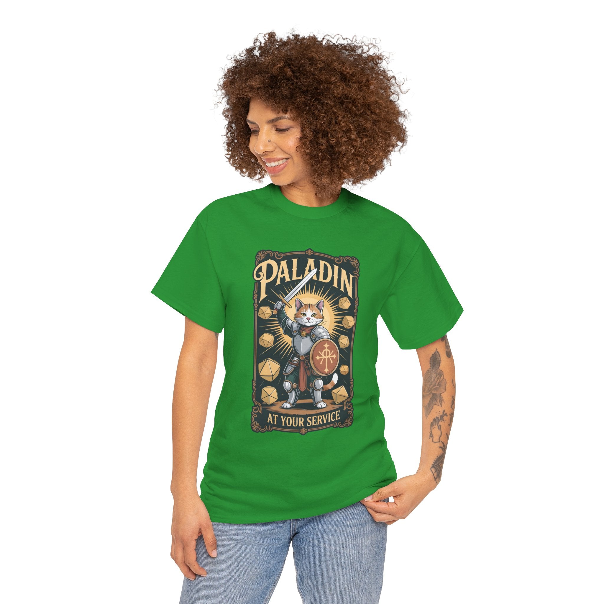 Paladin Cat at Your Service D&D T-shirt | Cat Lover RPG Gift